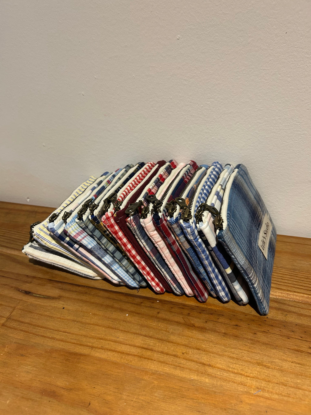 Blue gingham coin purse