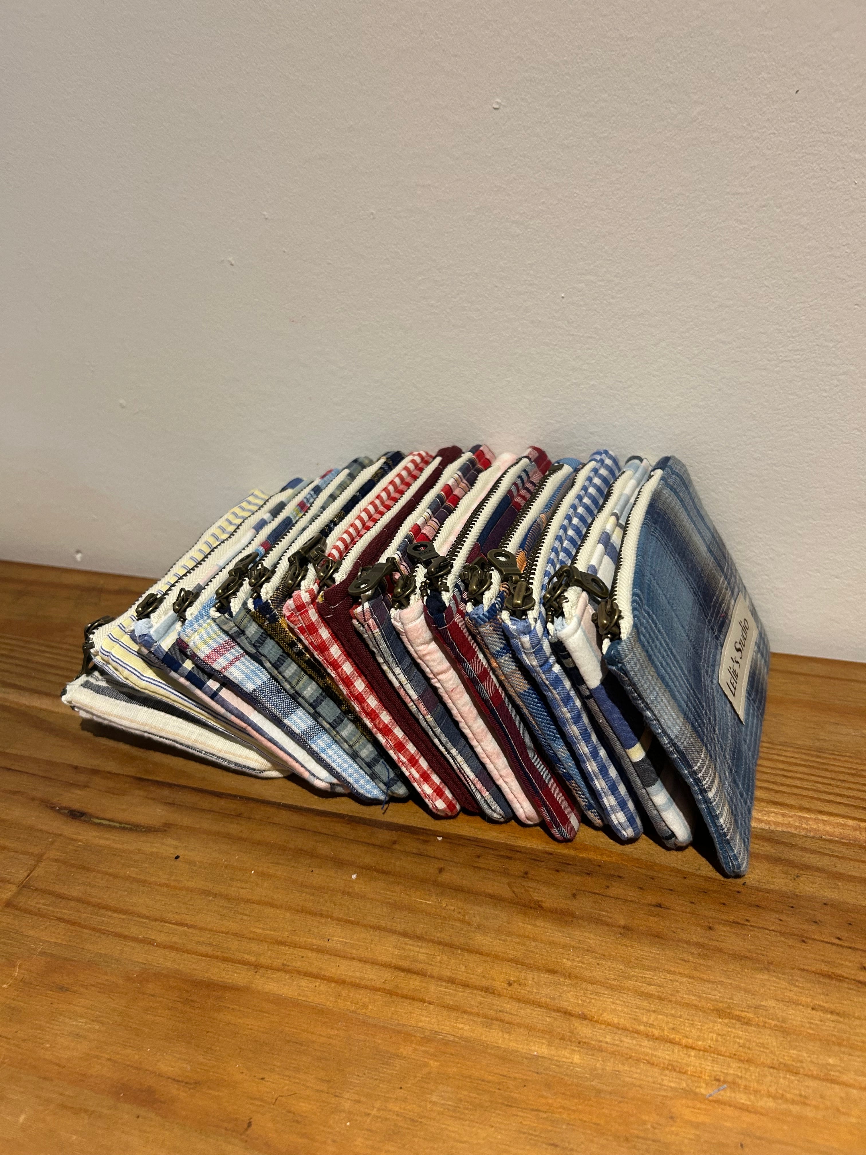 Blue gingham coin purse