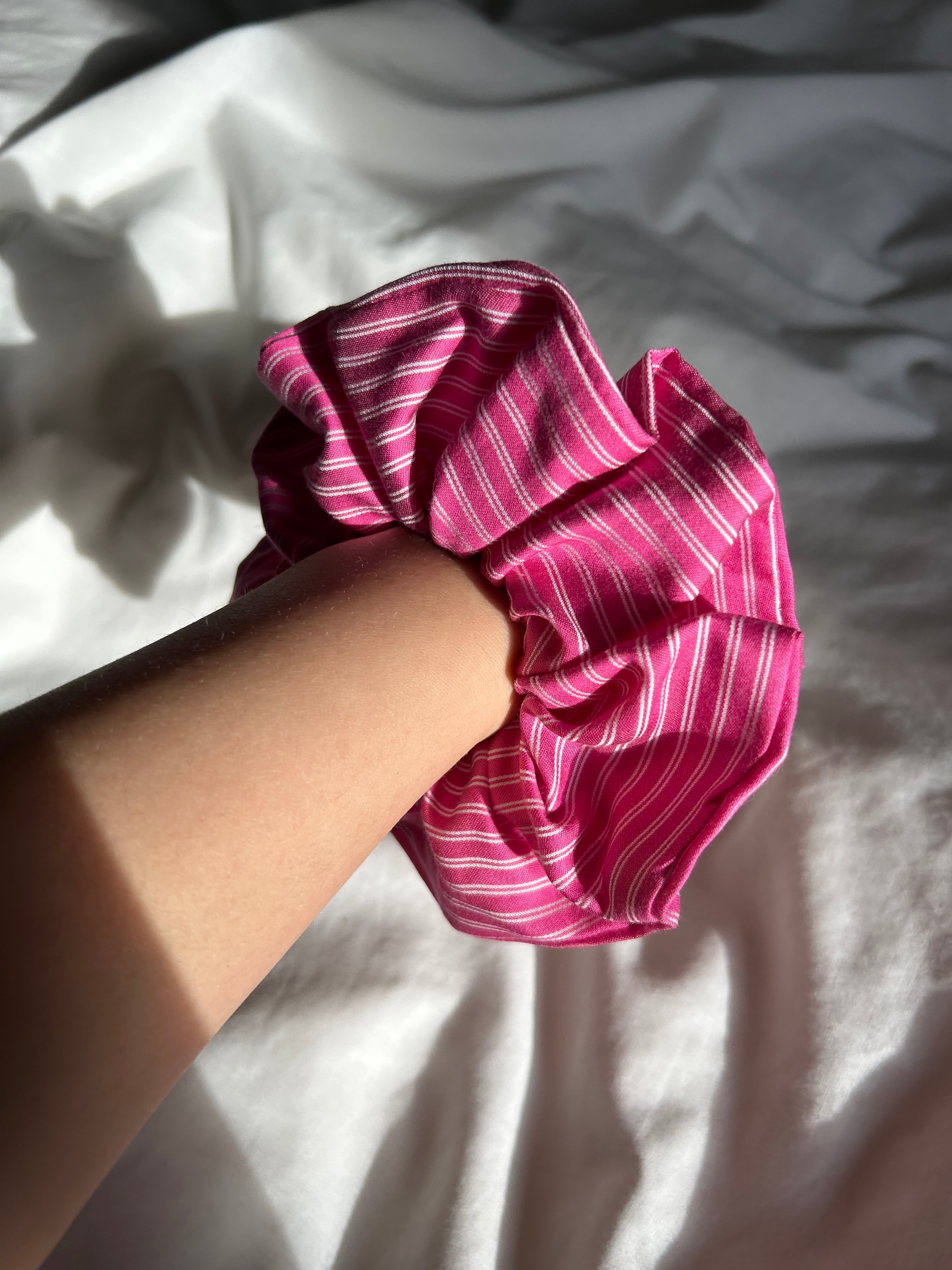 Pink striped scrunchie
