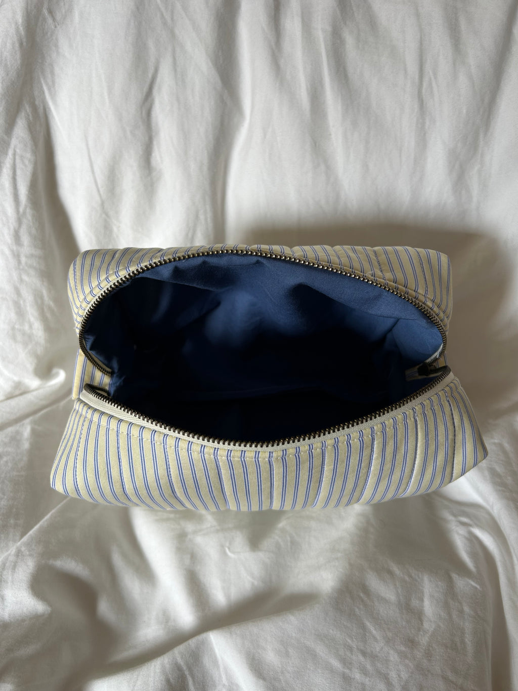 Yellow and blue makeup bag