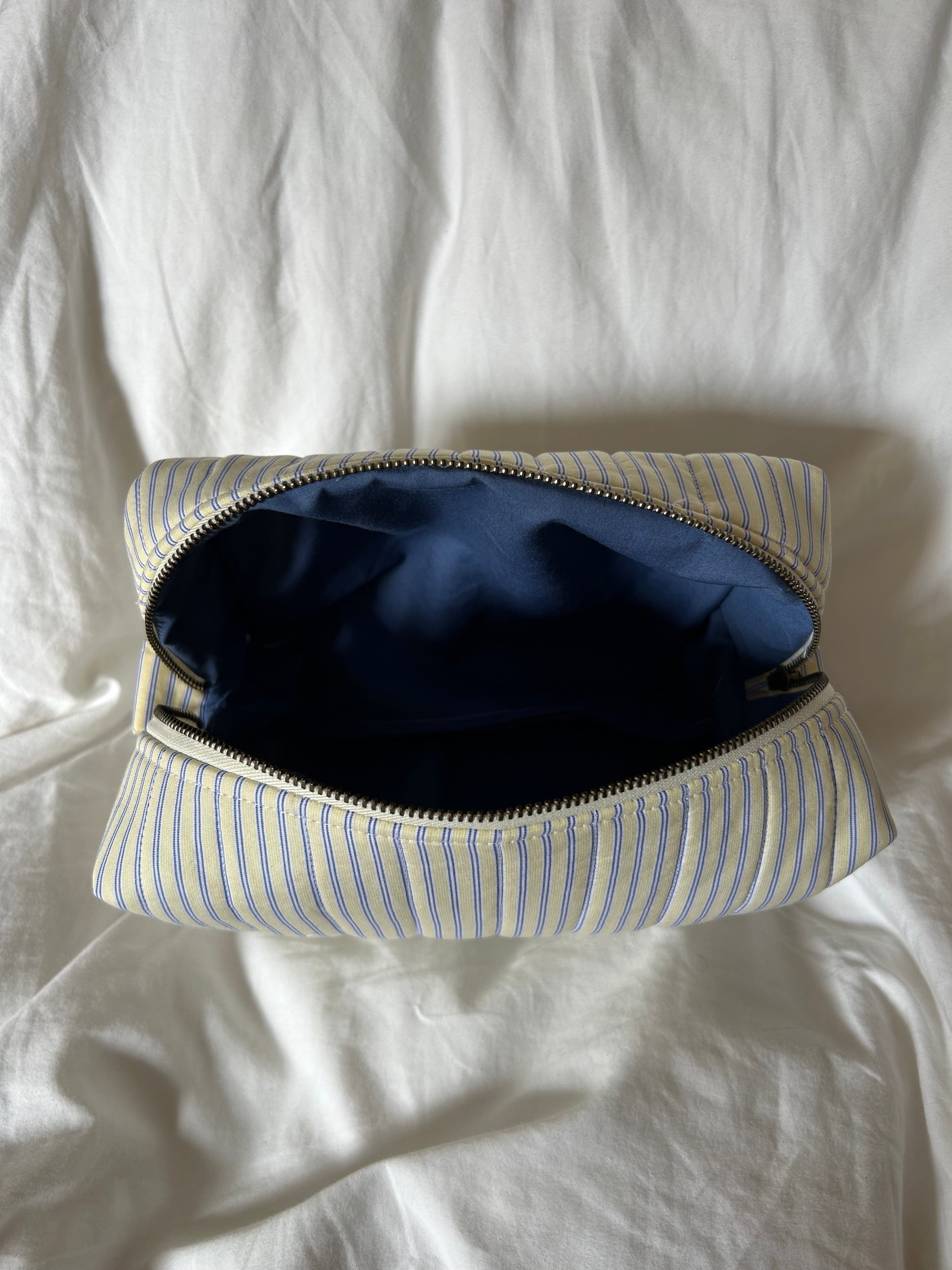 Yellow and blue makeup bag