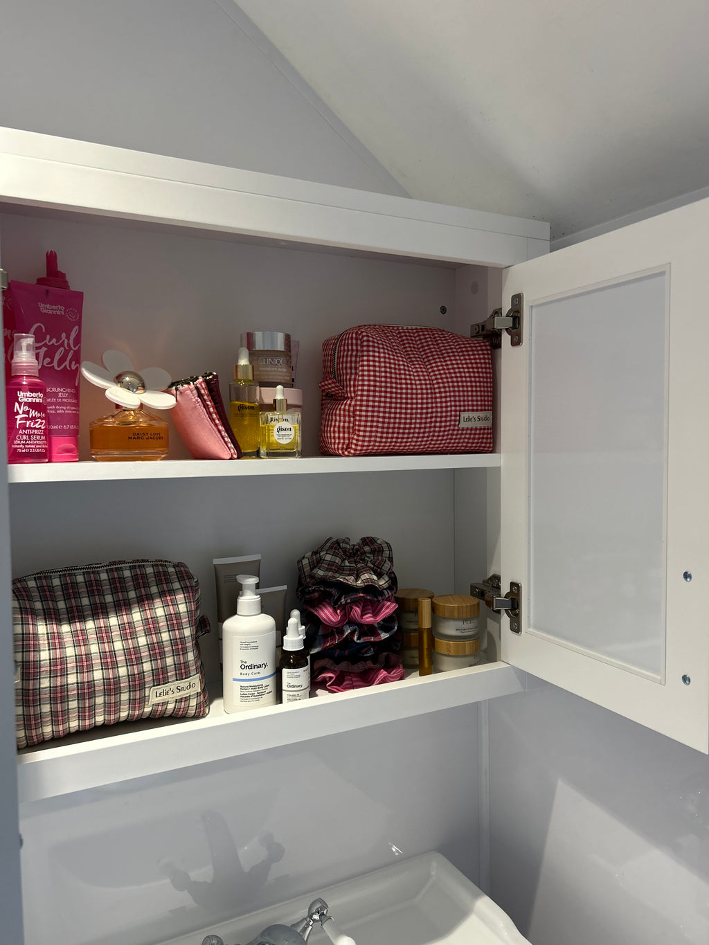 Red gingham makeup bag- Happy accident discount