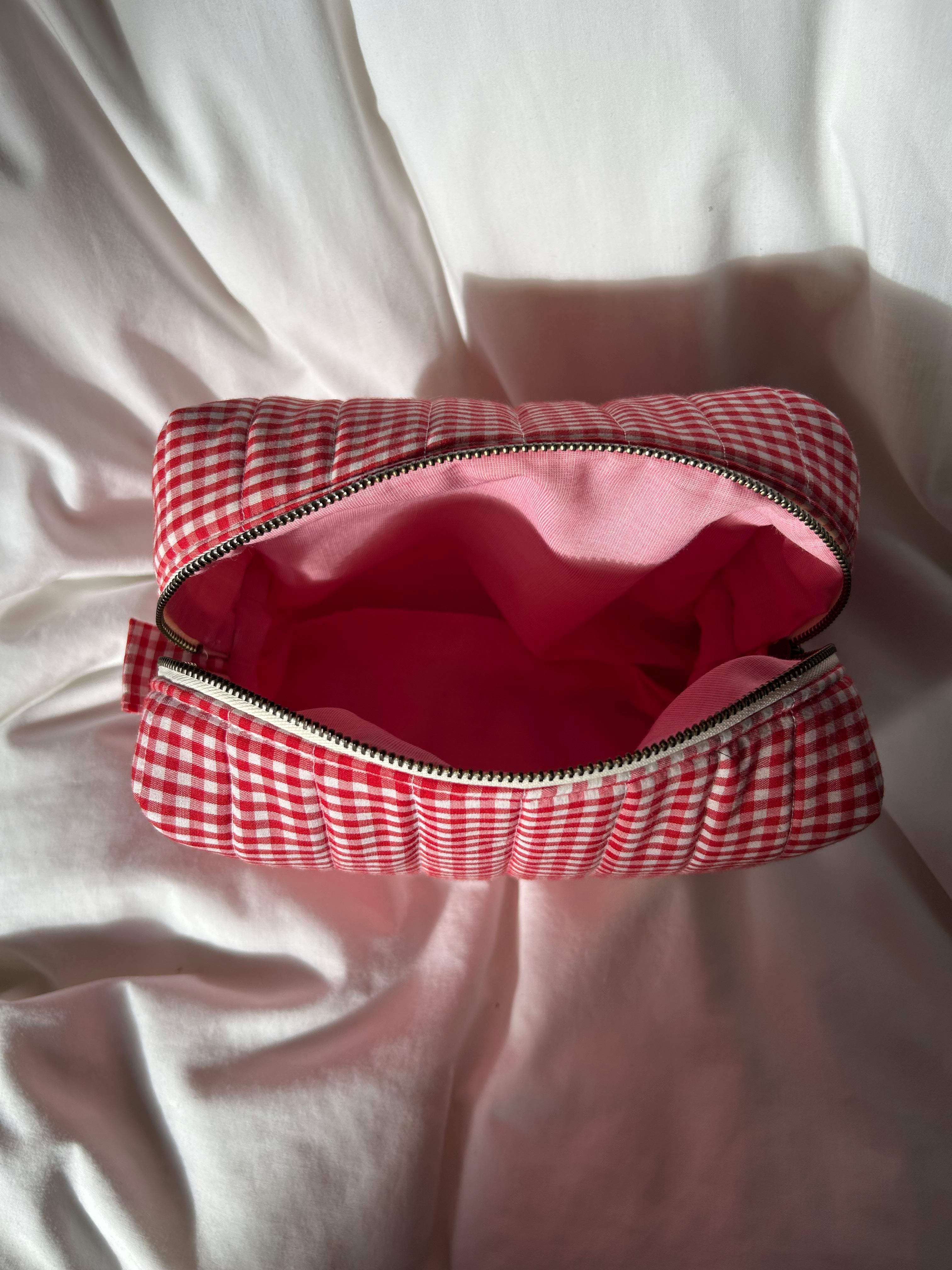 Red gingham makeup bag- Happy accident discount