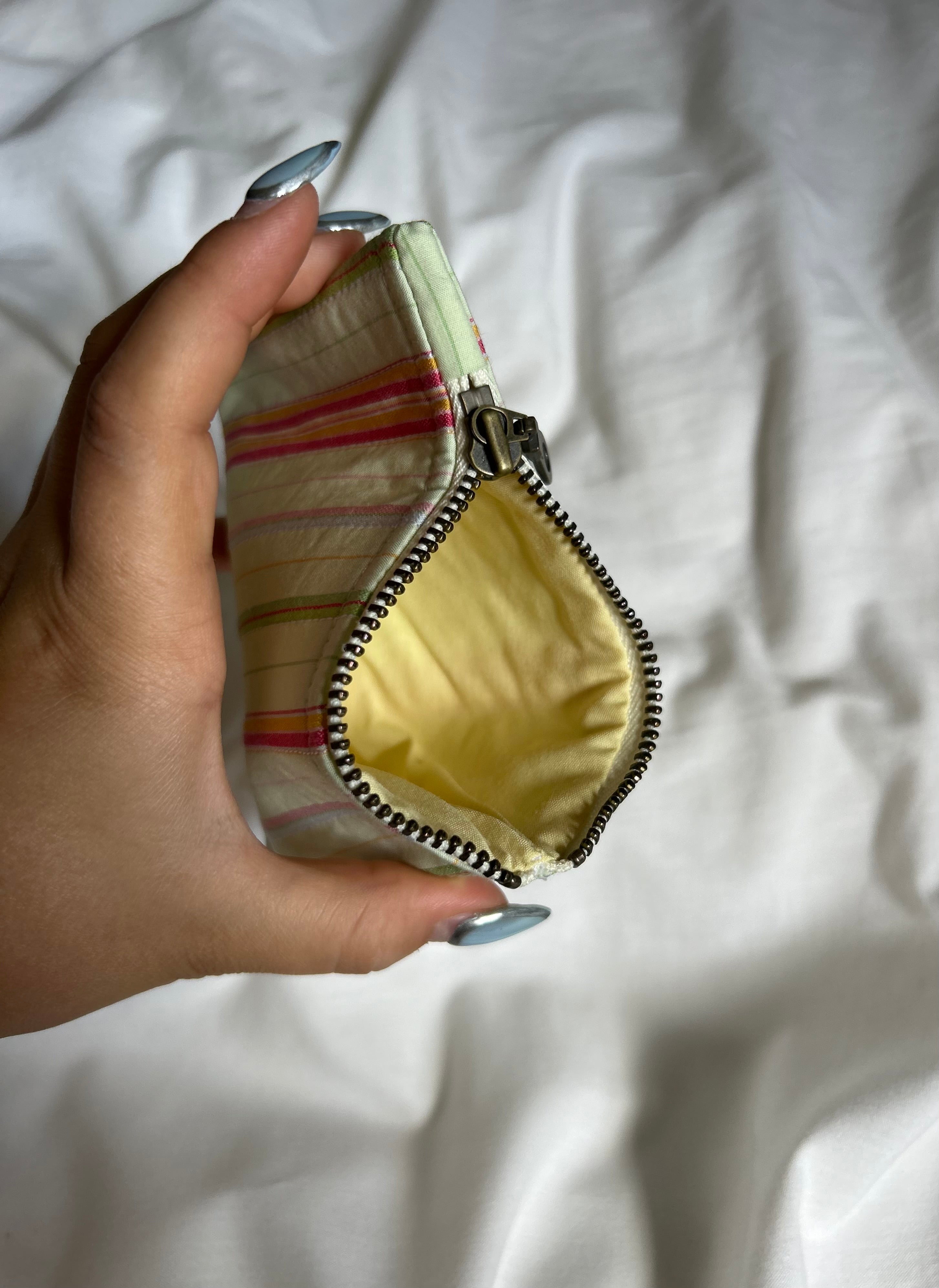 Green striped coin purse