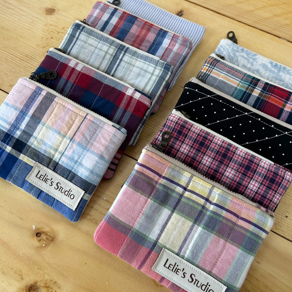Blue gingham coin purse