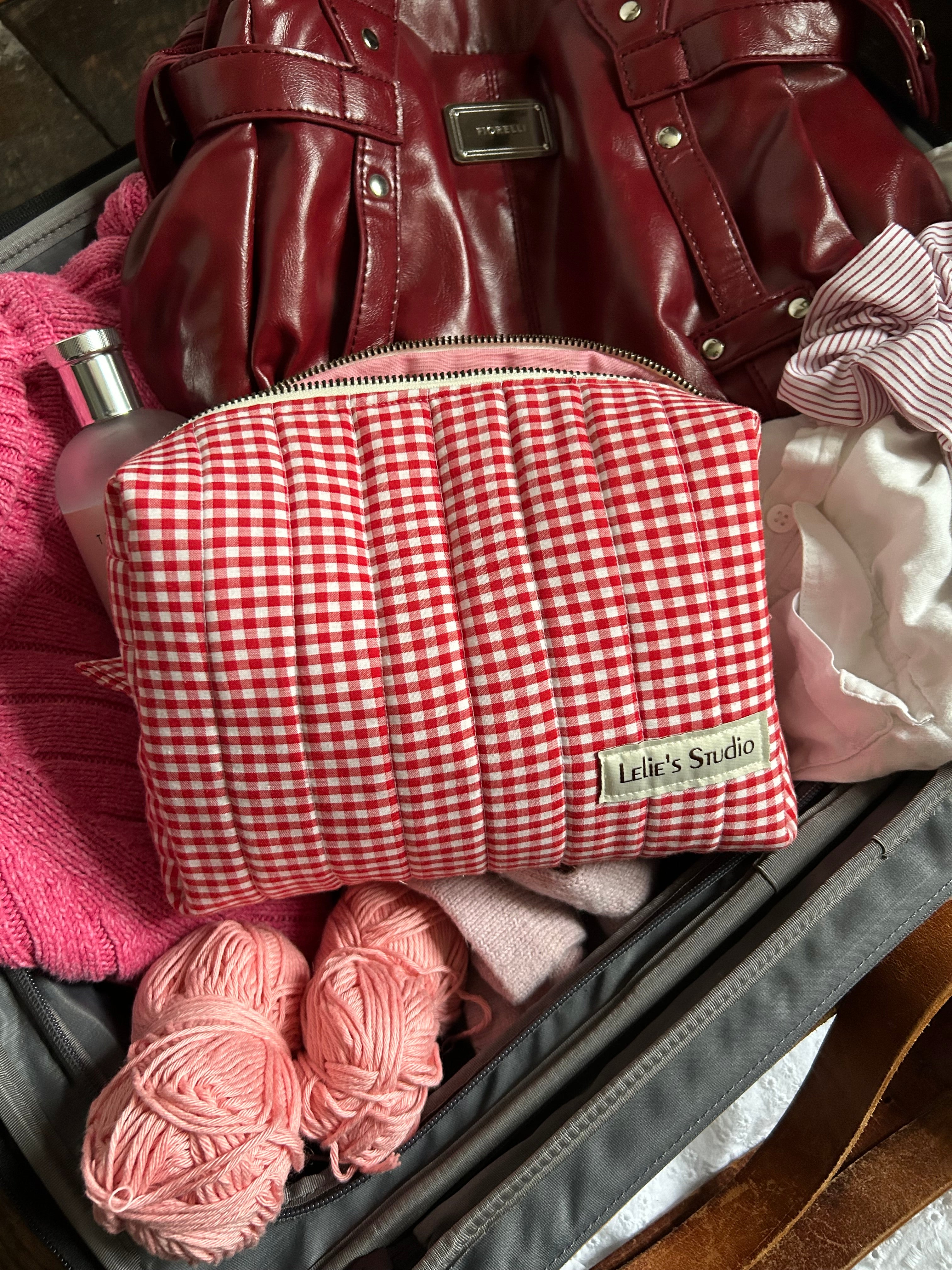 Red gingham makeup bag- Happy accident discount