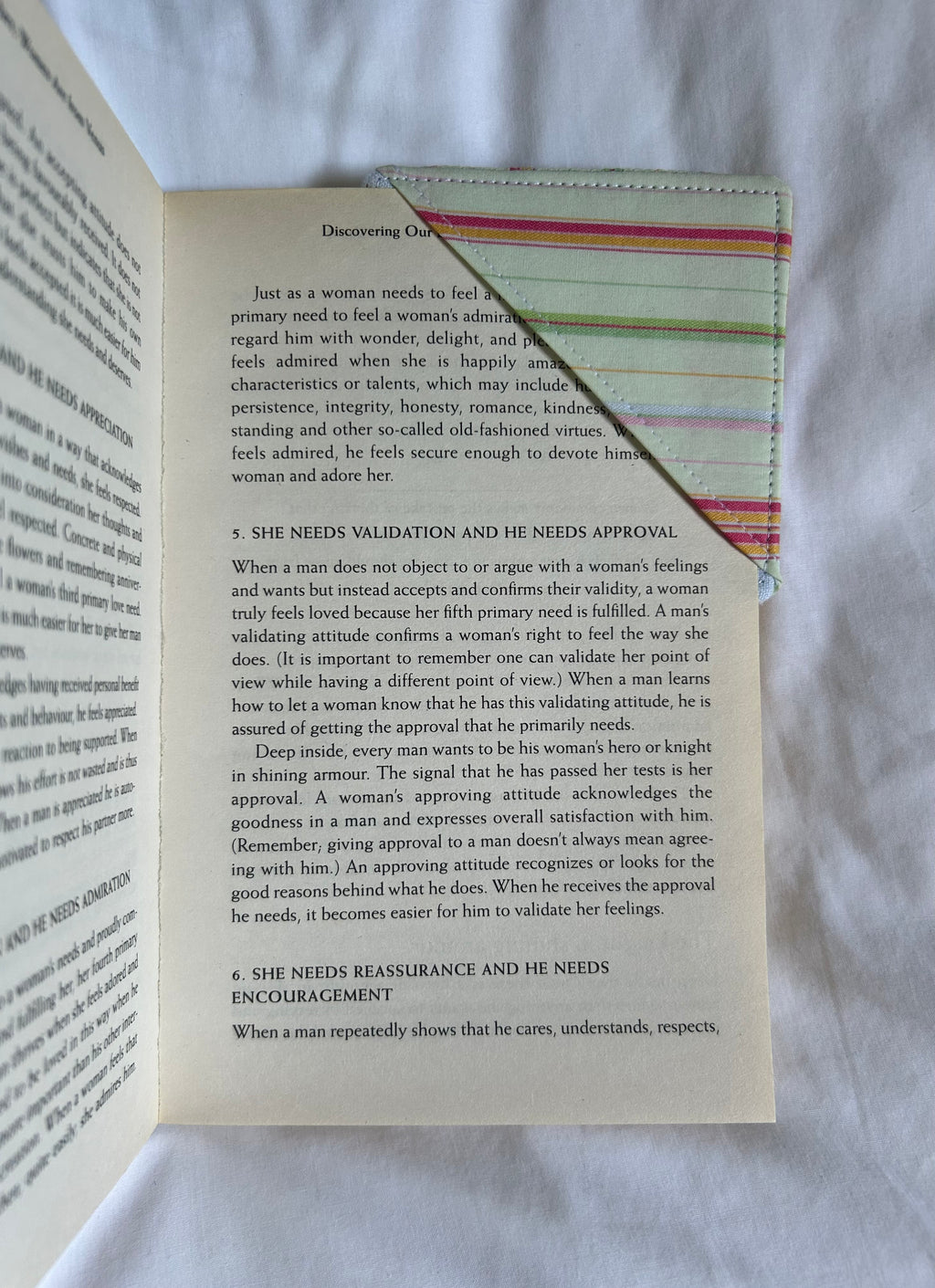 Green striped corner bookmark
