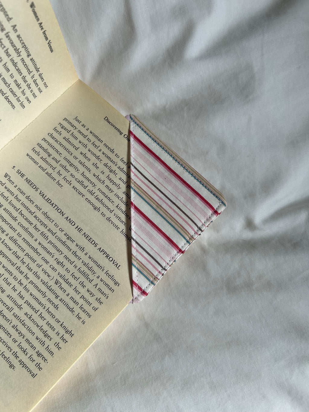 Pink striped corner bookmark