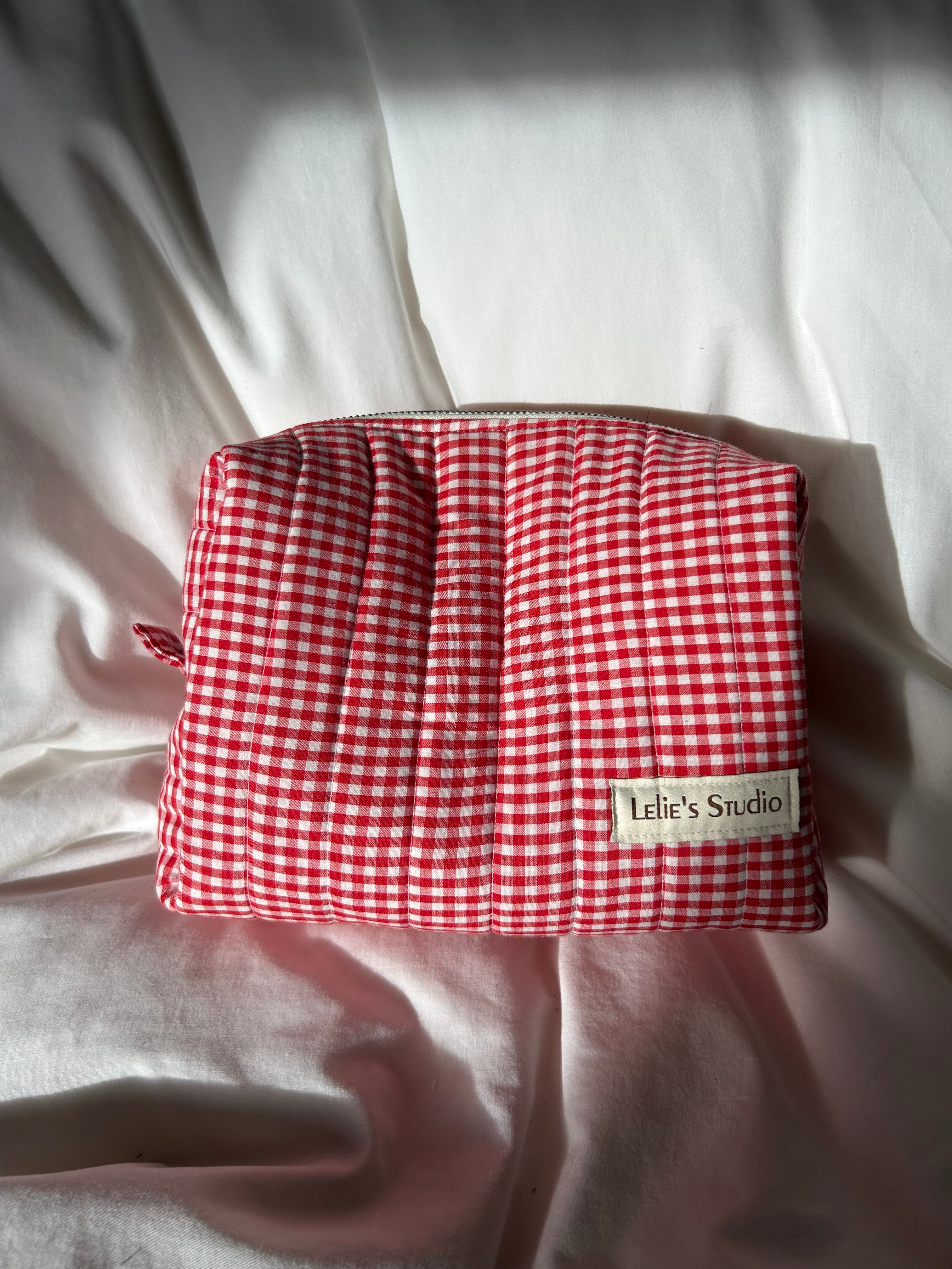Red gingham makeup bag- Happy accident discount