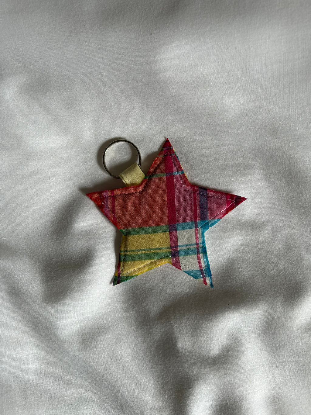 Orange, yellow and pink star keyring