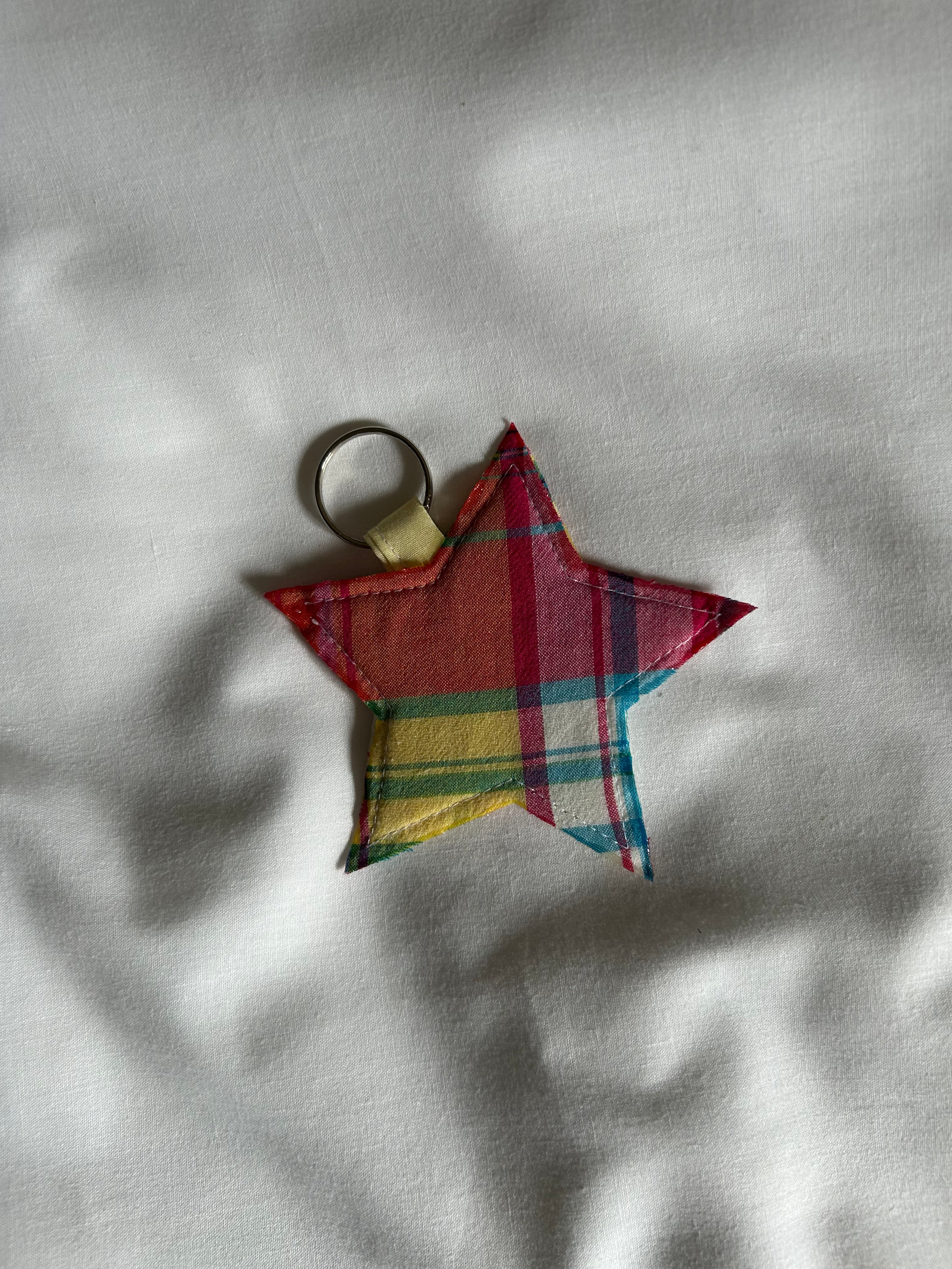 Orange, yellow and pink star keyring
