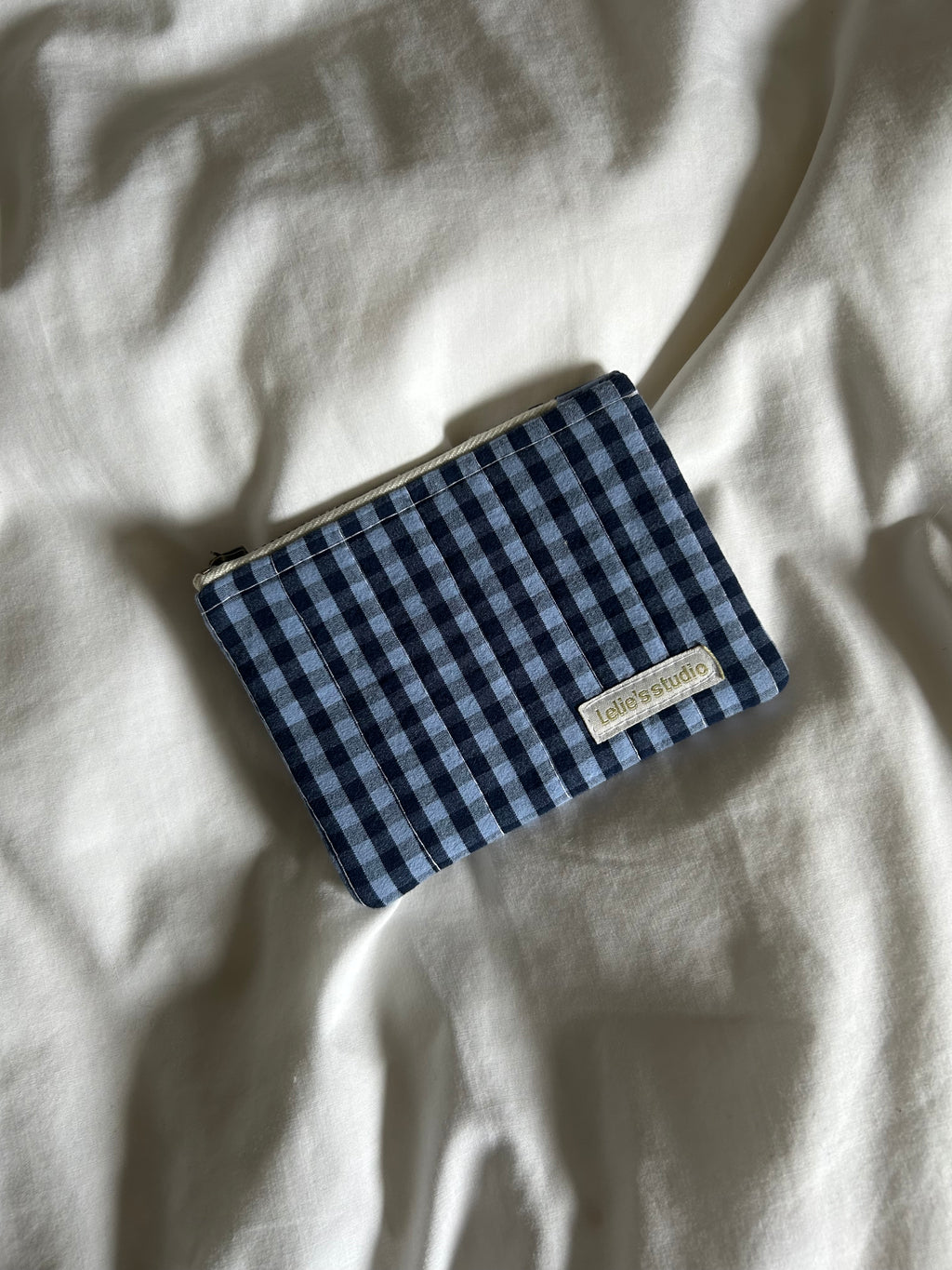 Blue gingham coin purse