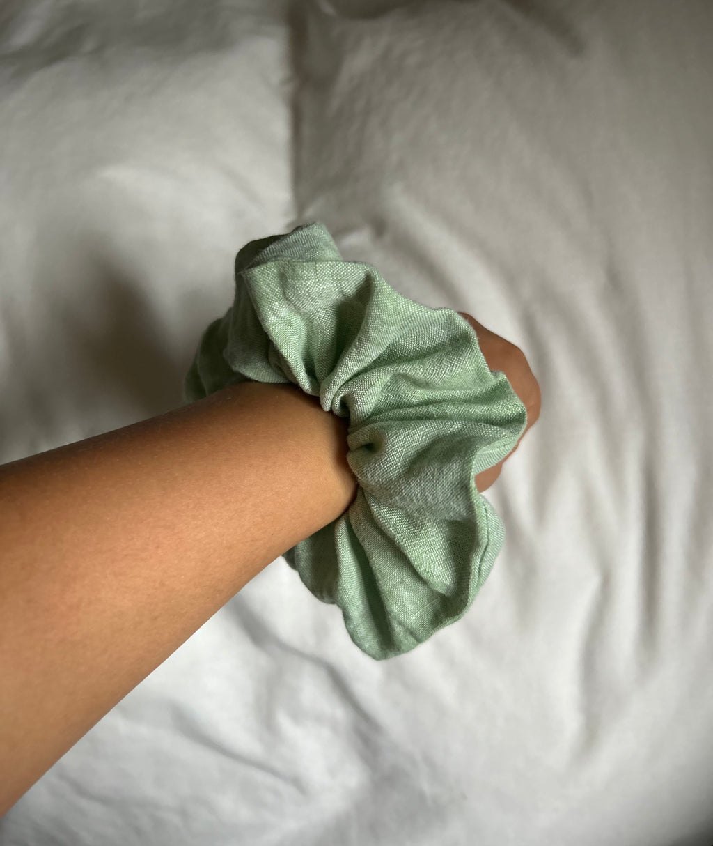Pale green scrunchie