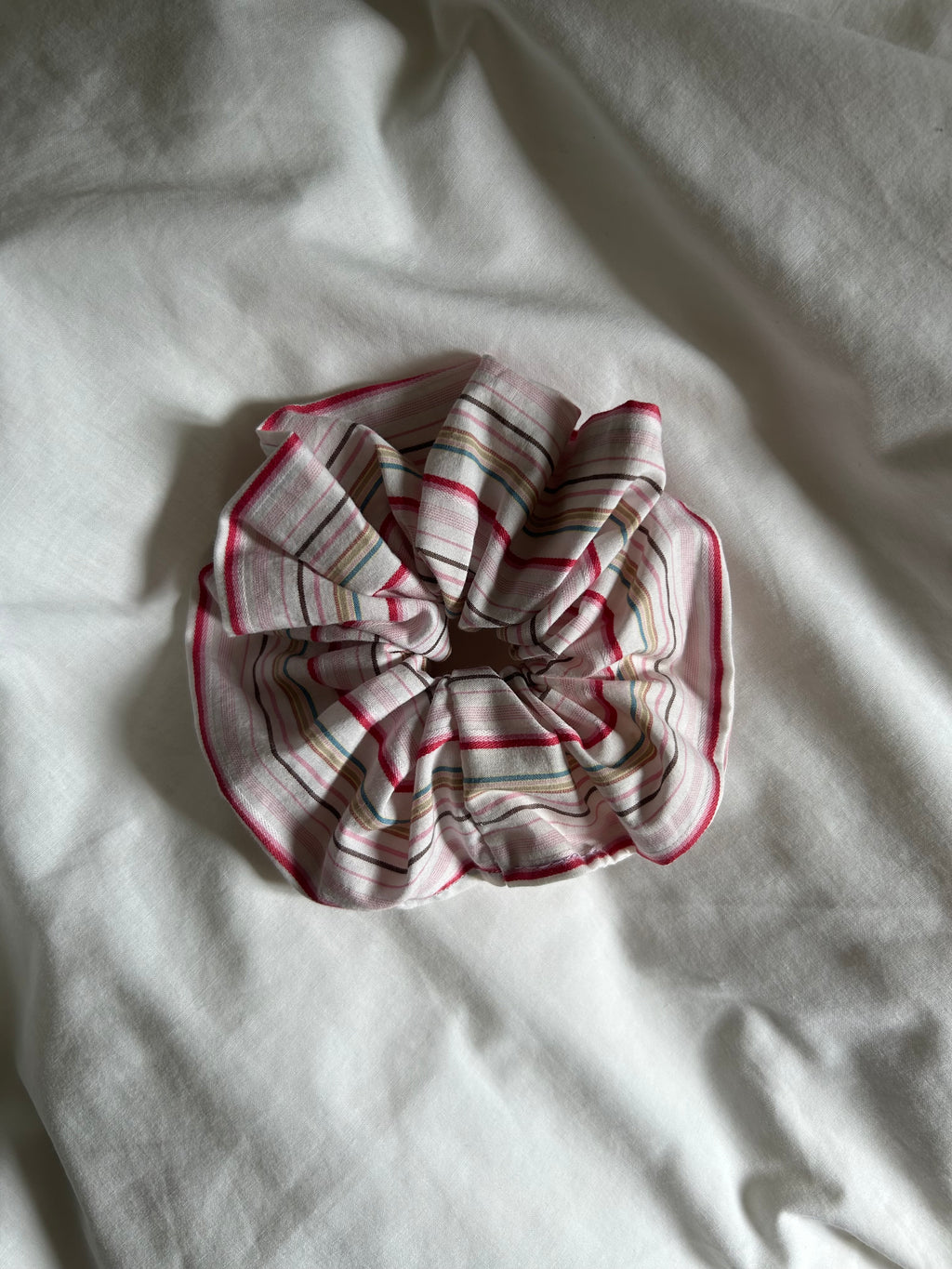 Pink striped scrunchie