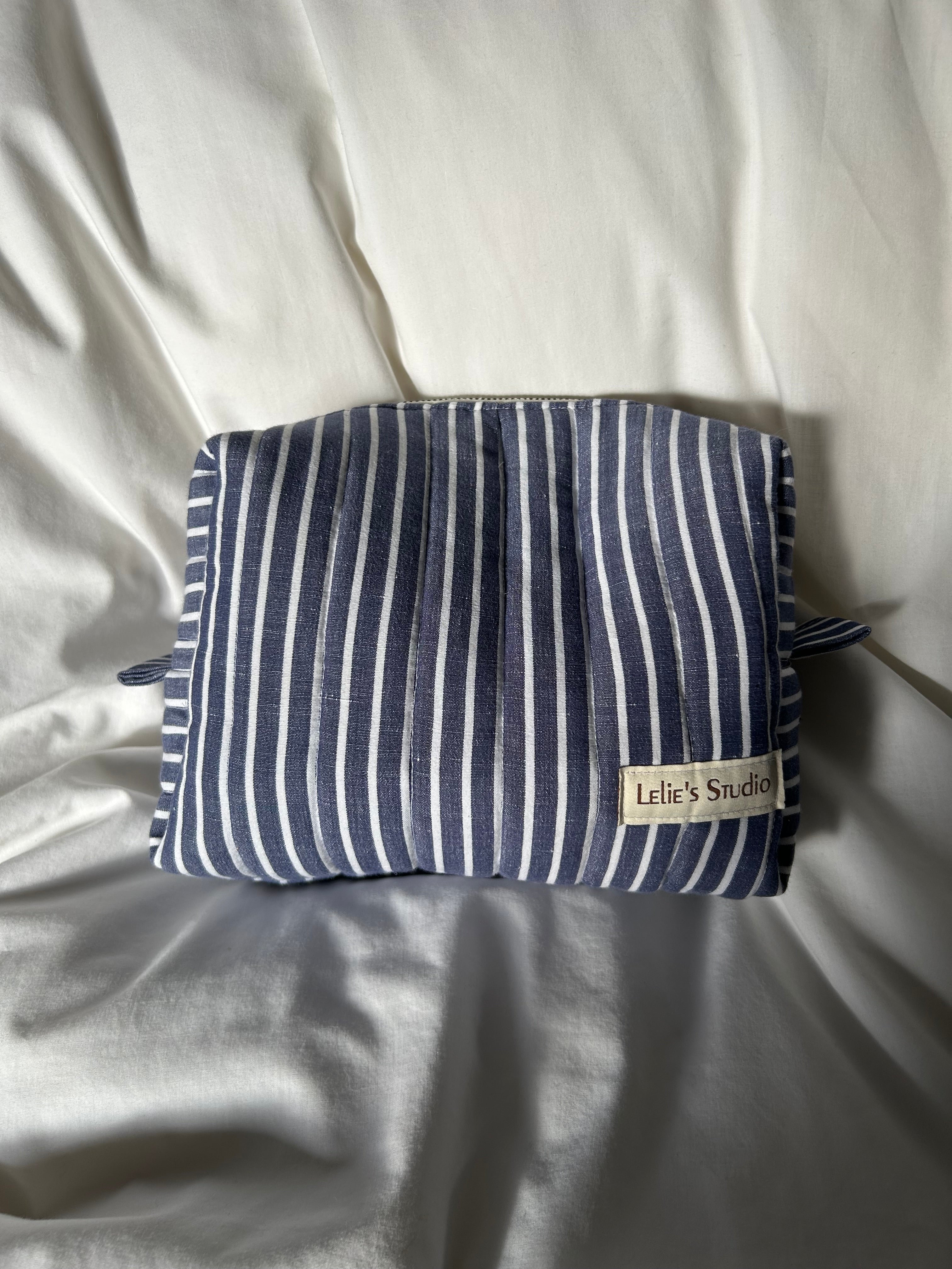 Blue and white makeup bag- Happy accident discount
