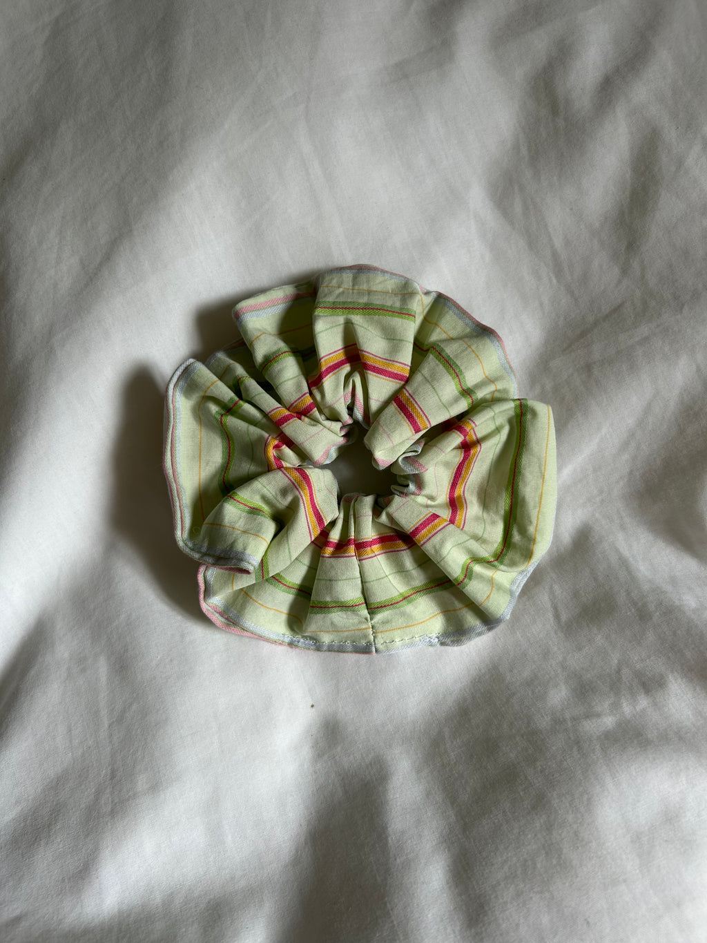 Green striped scrunchie