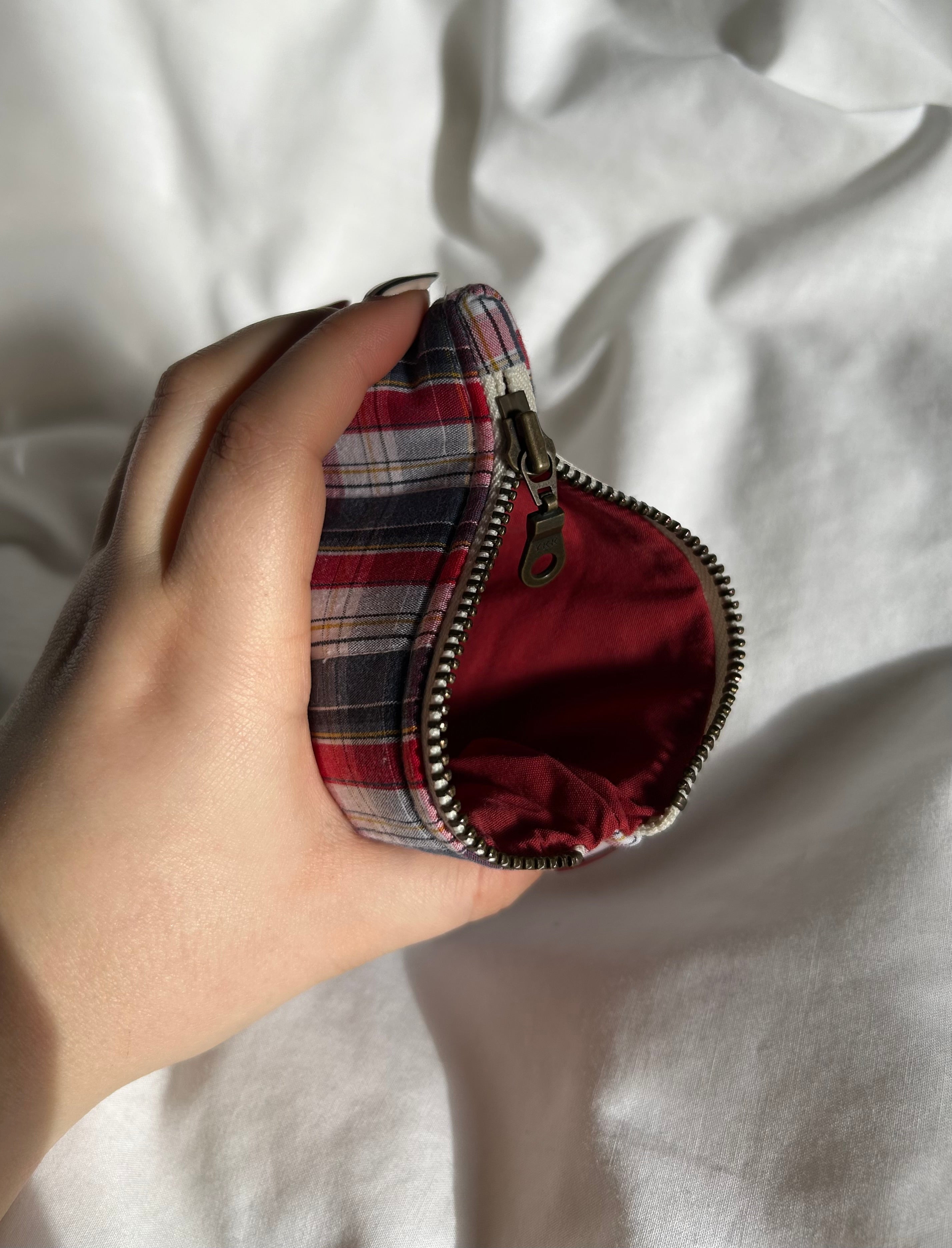 Red and blue plaid coin purse