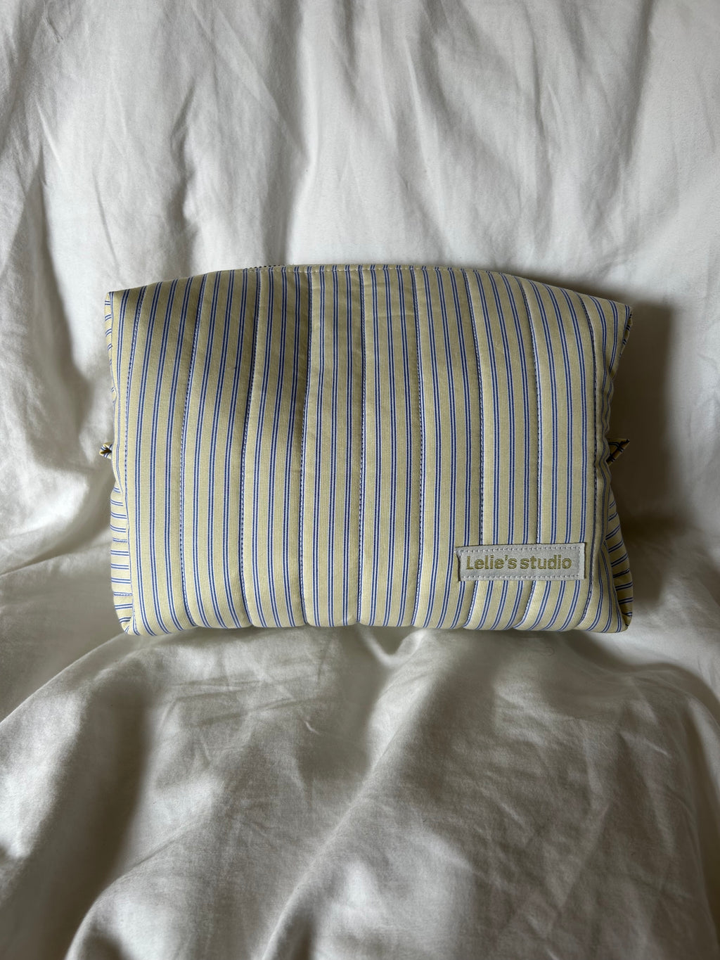 Yellow and blue makeup bag