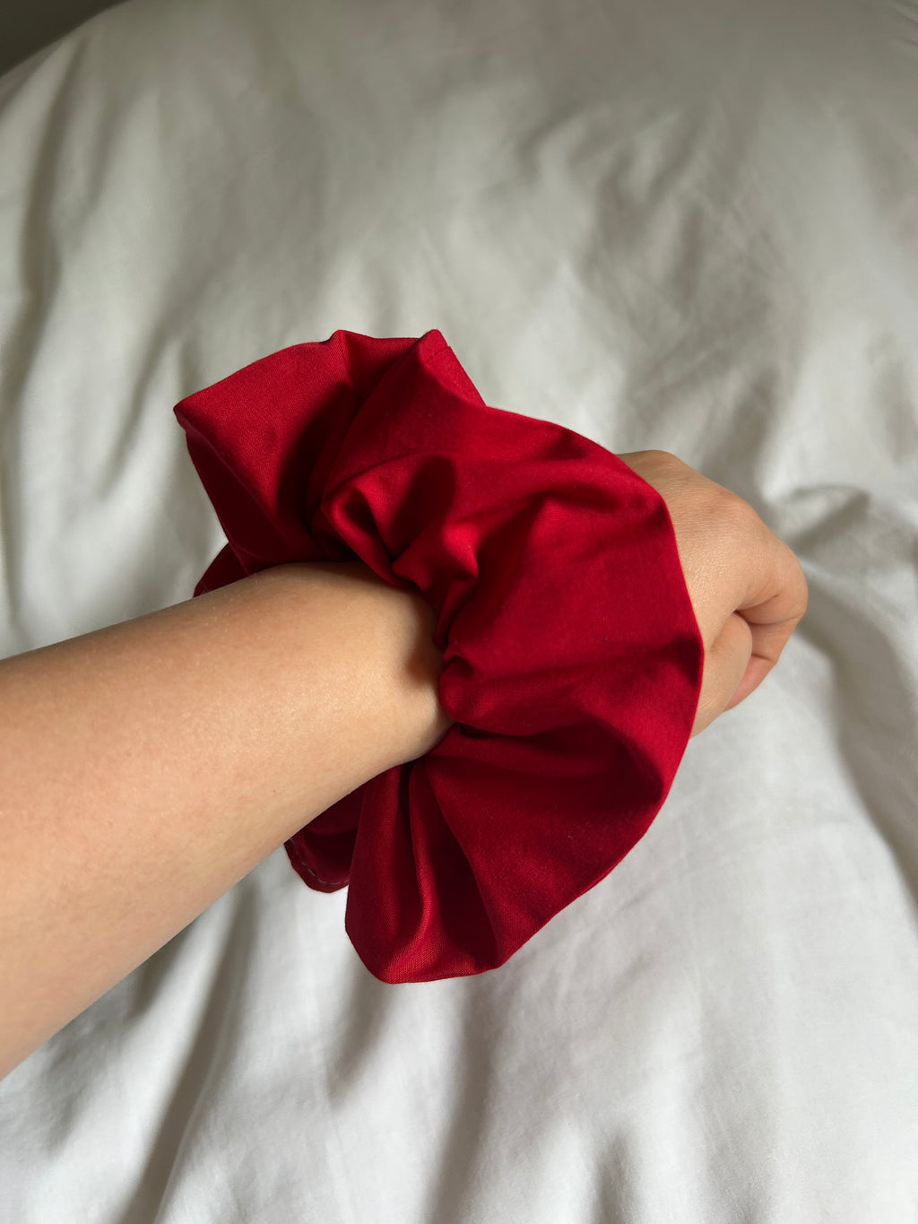 Plain bright red scrunchie