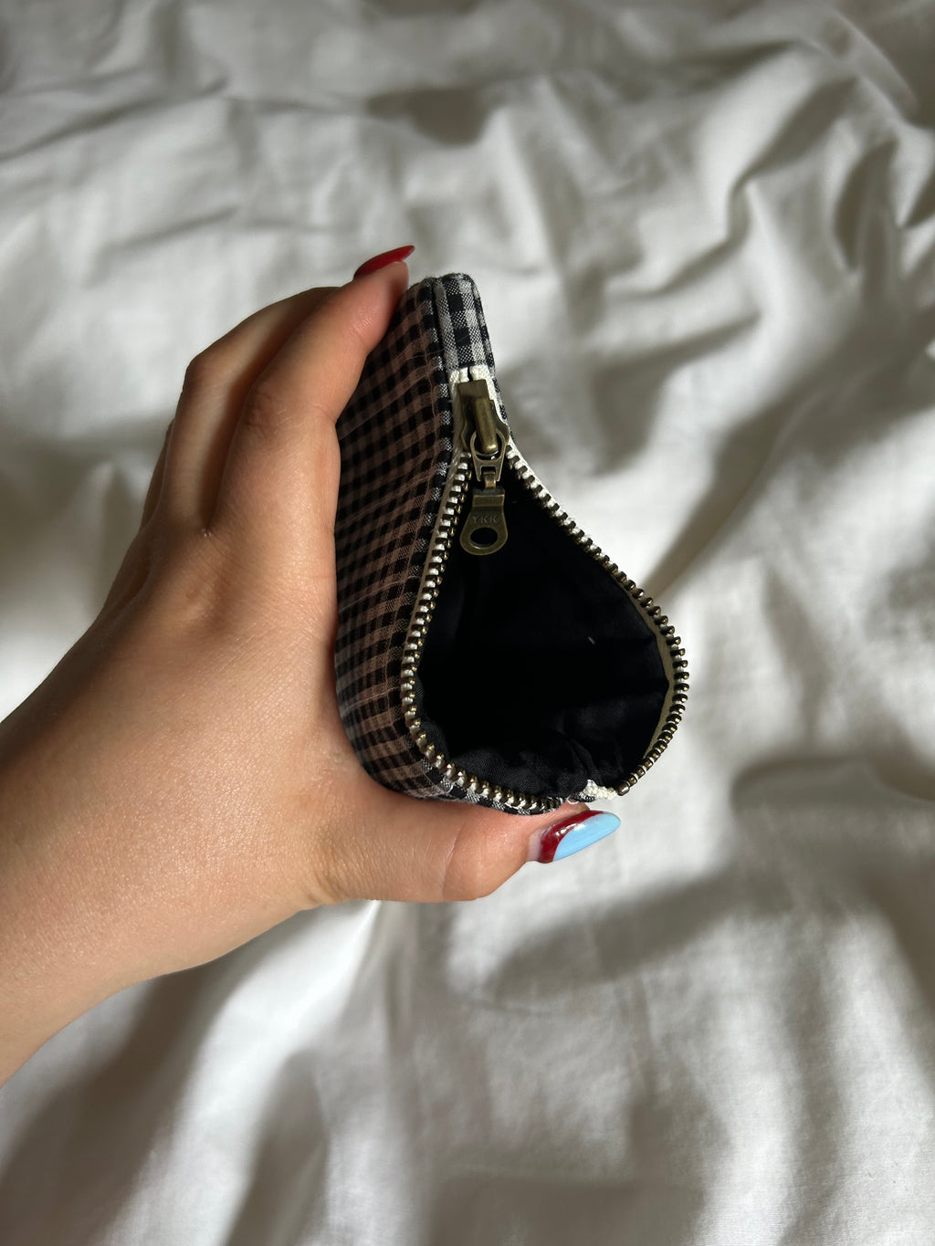 Black and white checkered coin purse