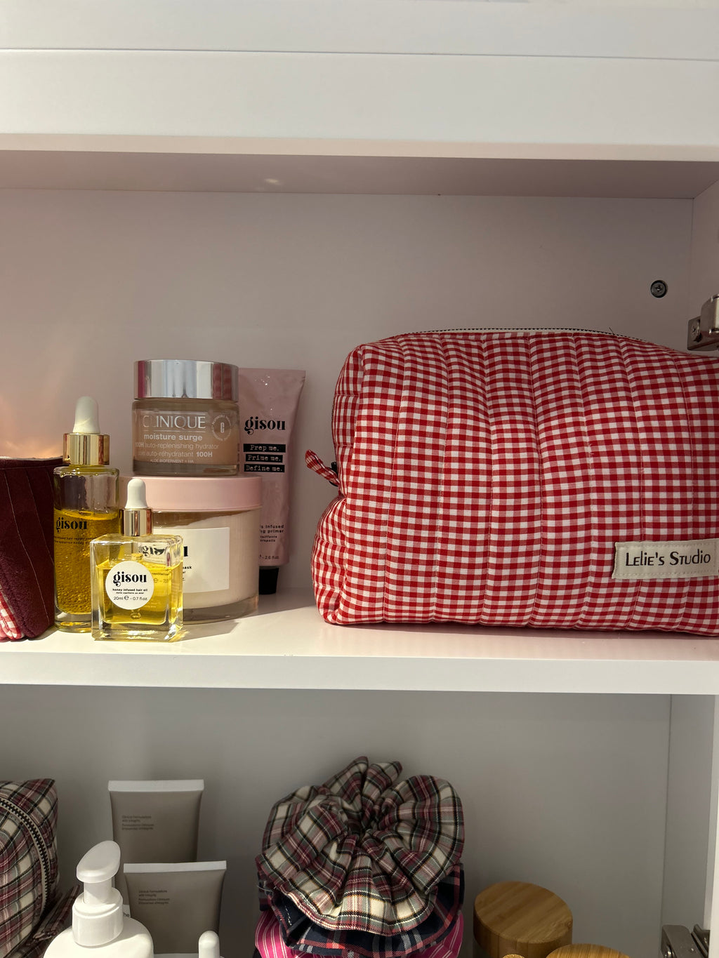 Red gingham makeup bag- Happy accident discount