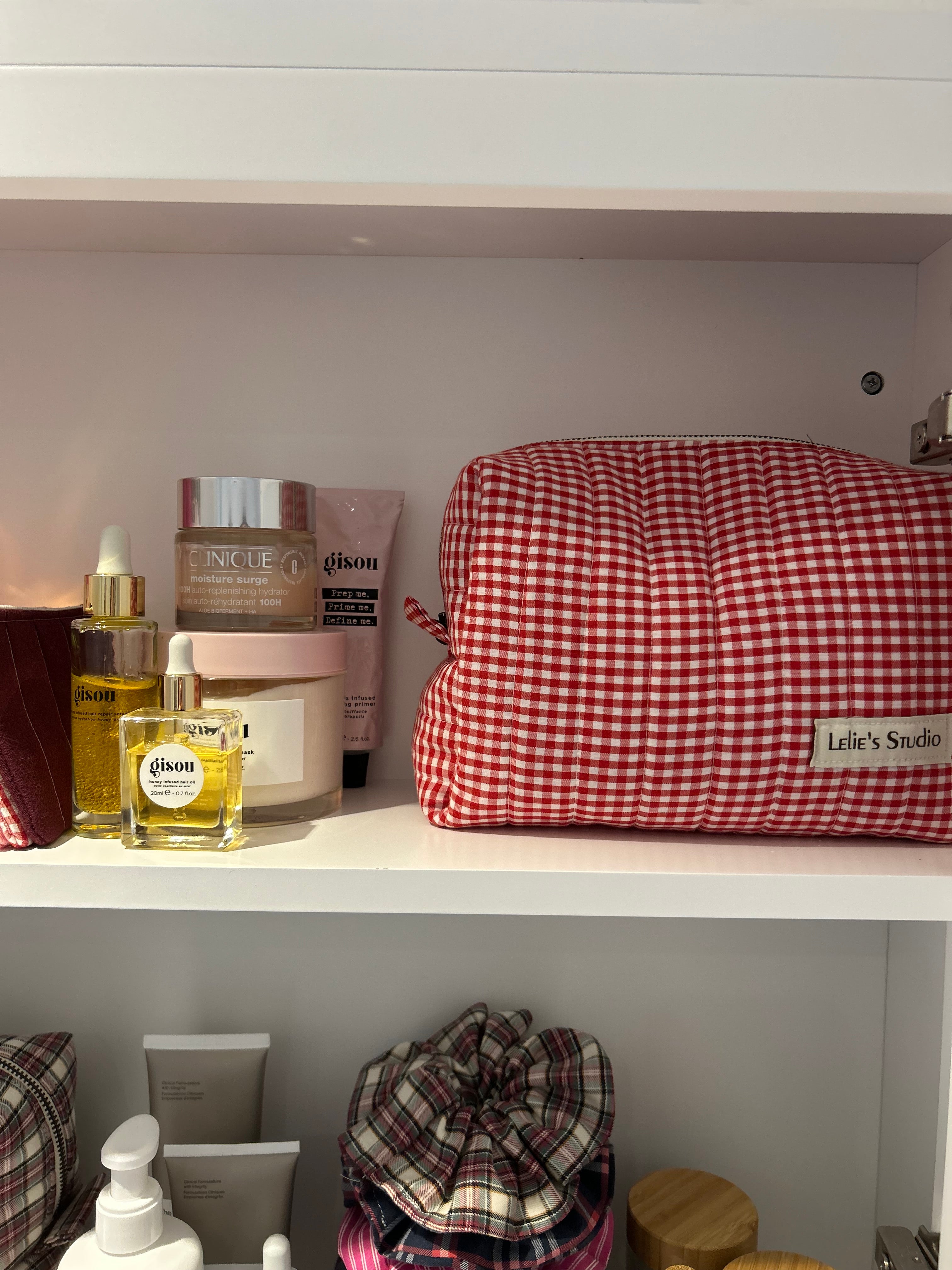 Red gingham makeup bag- Happy accident discount