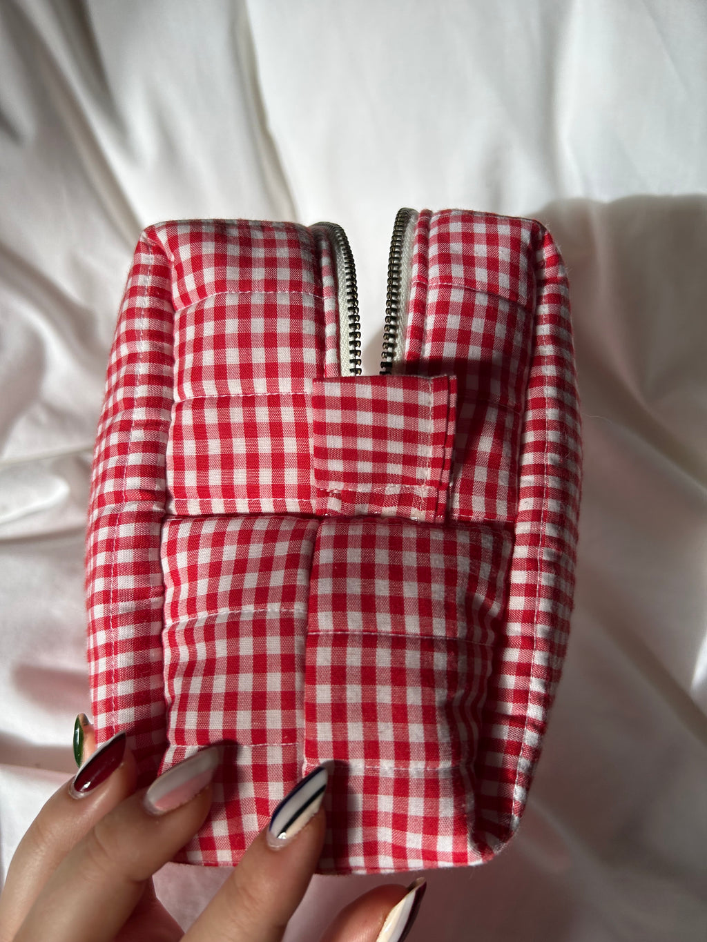 Red gingham makeup bag- Happy accident discount