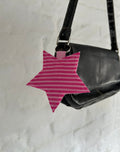 Pink and white striped star keyring