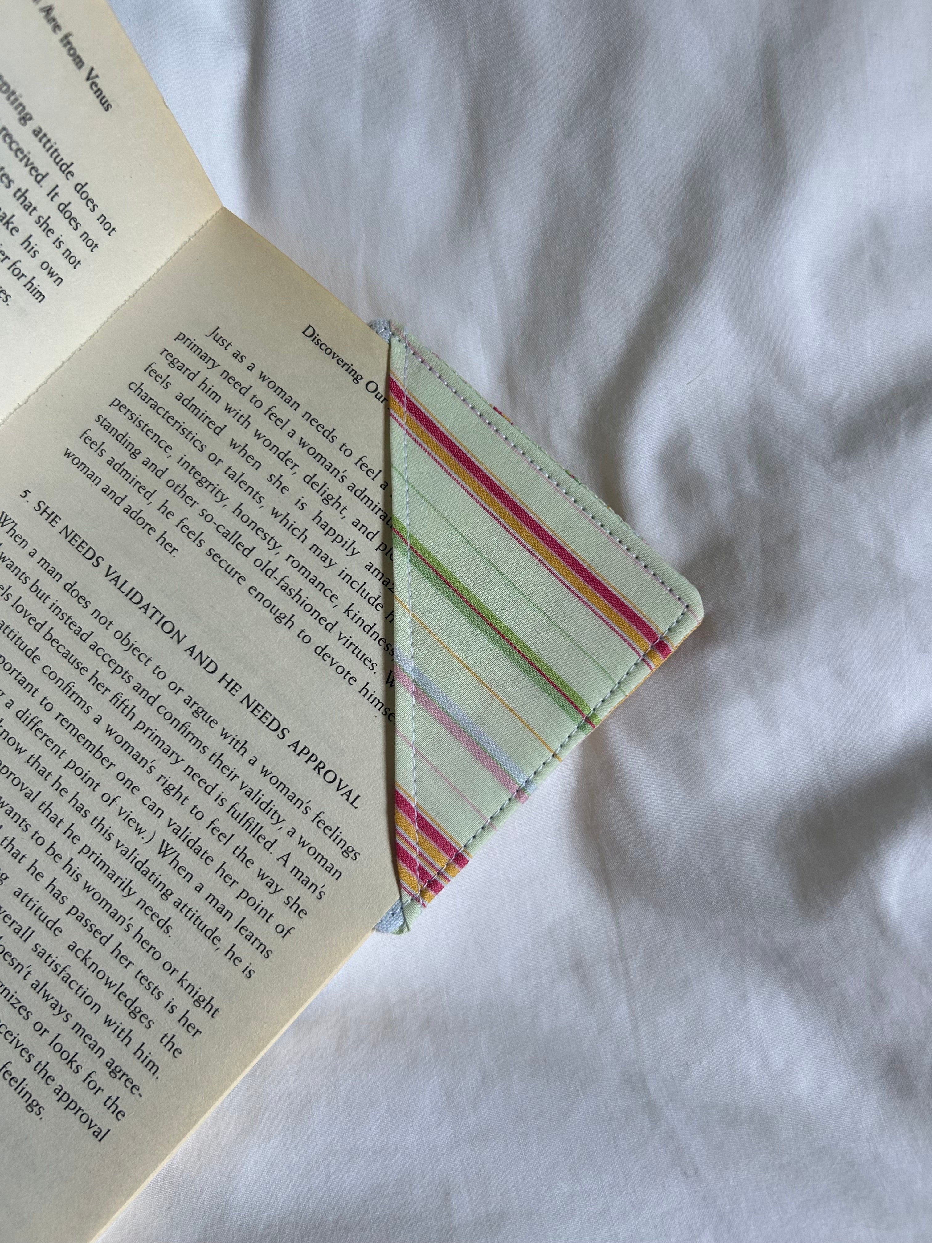 Green striped corner bookmark