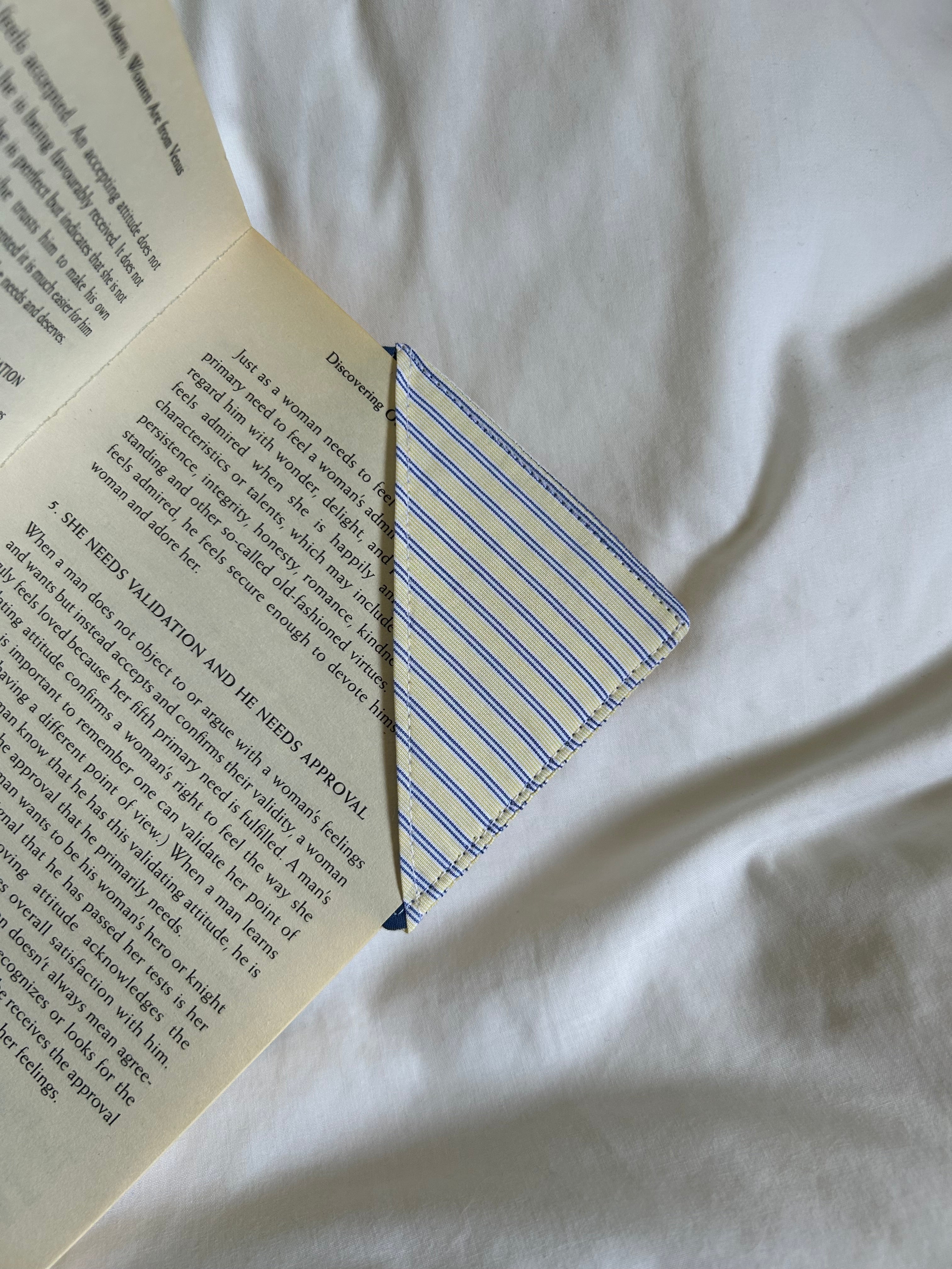 Yellow striped corner bookmark