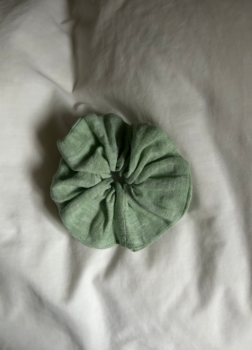 Pale green scrunchie