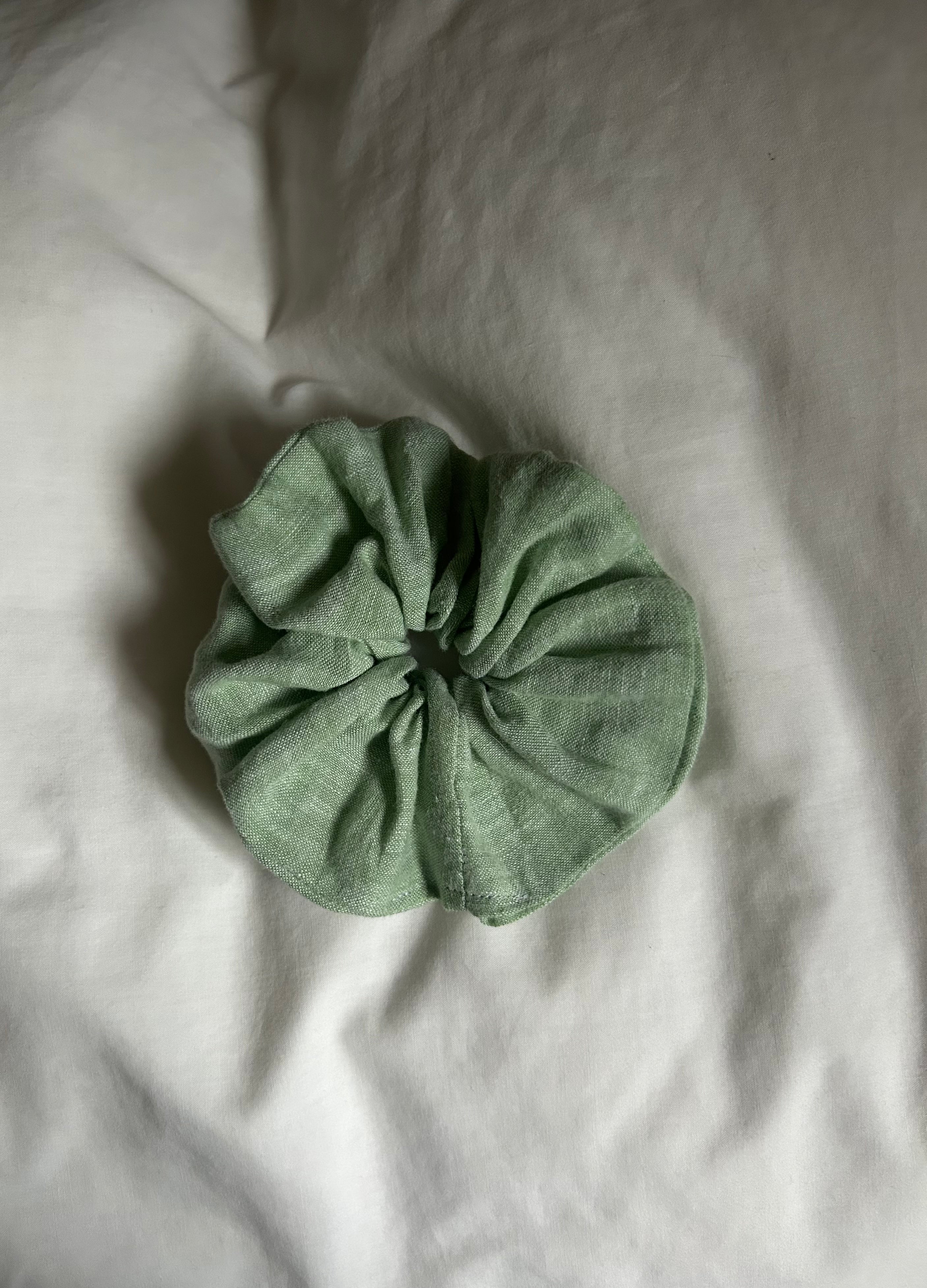 Pale green scrunchie