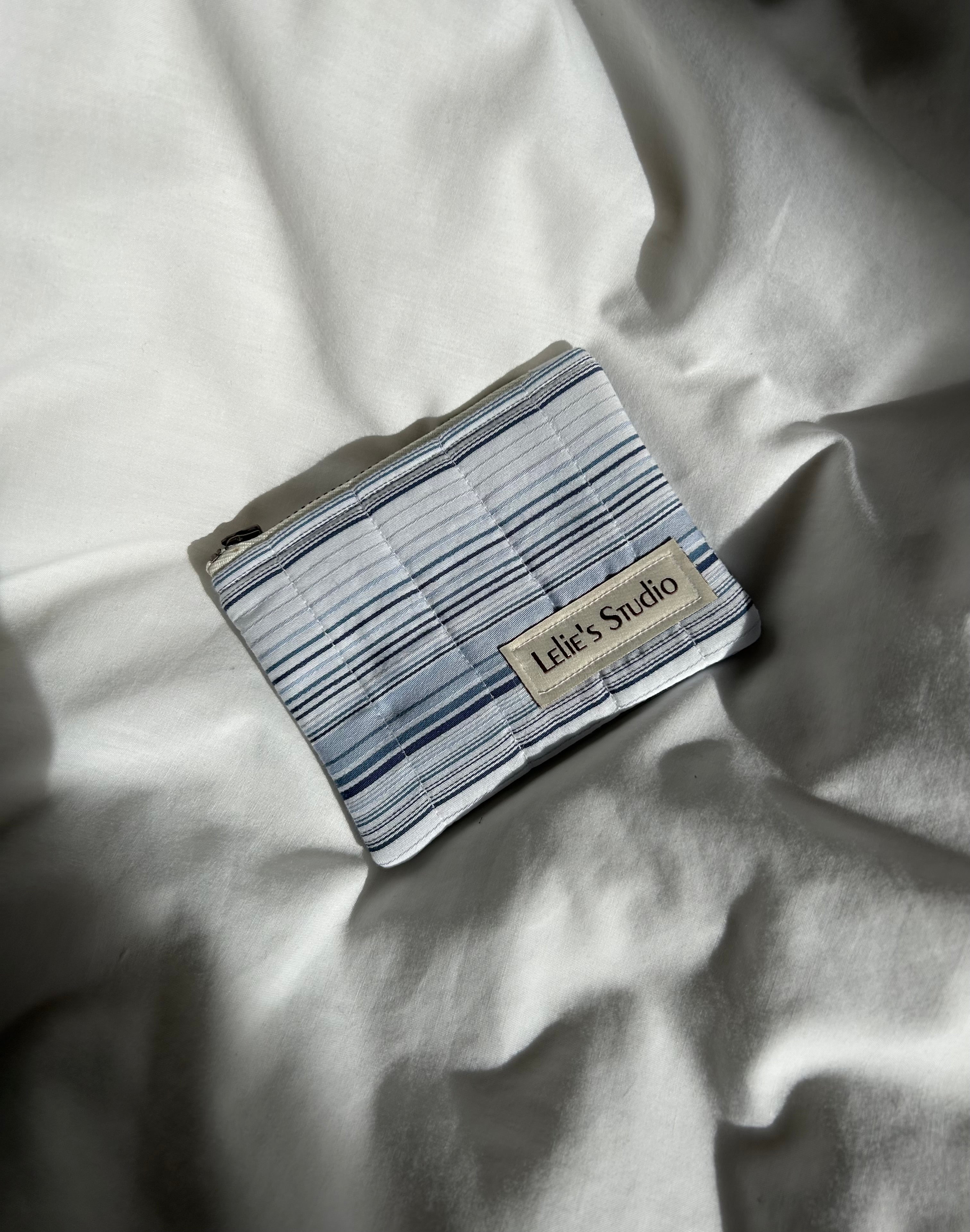 Blue striped coin purse