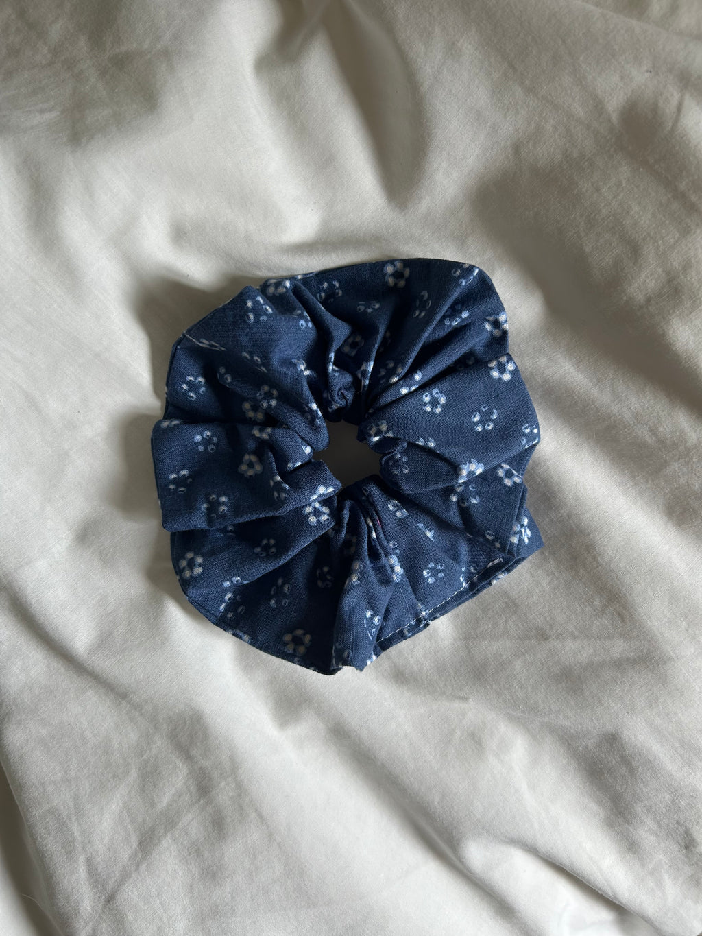 Blue floral scrunchie