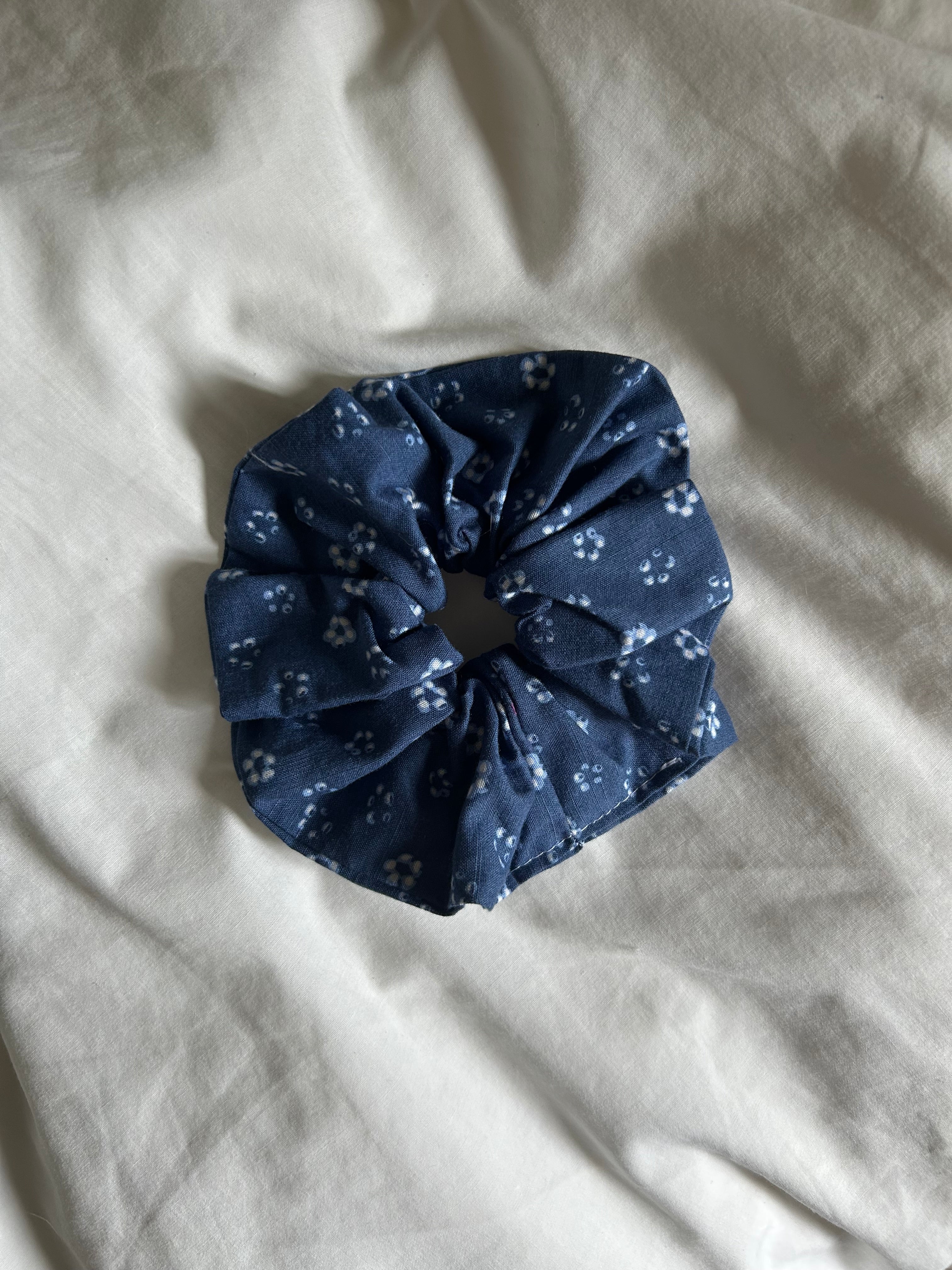 Blue floral scrunchie