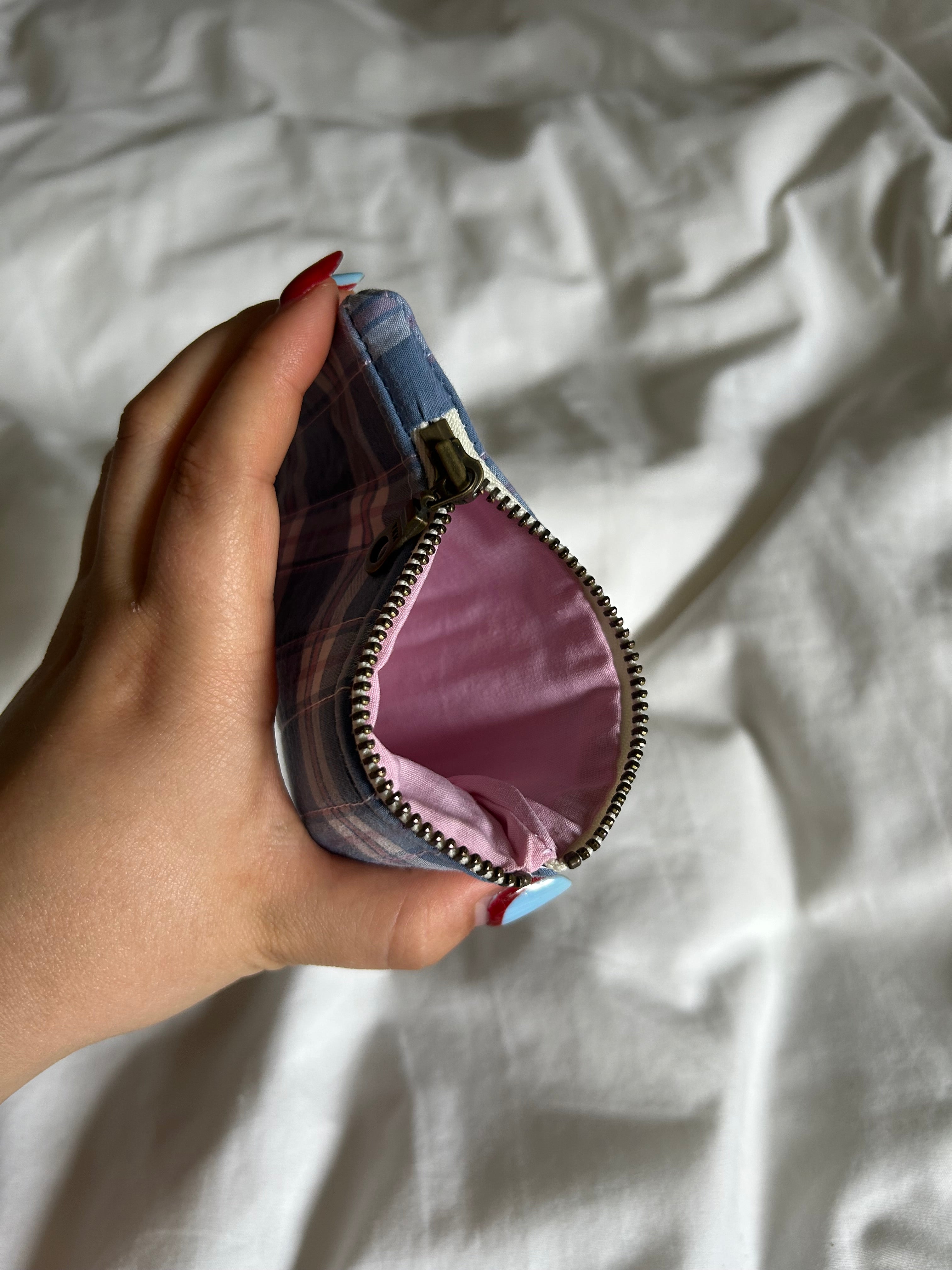 Blue and pink coin purse