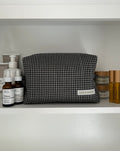 Black and grey makeup bag