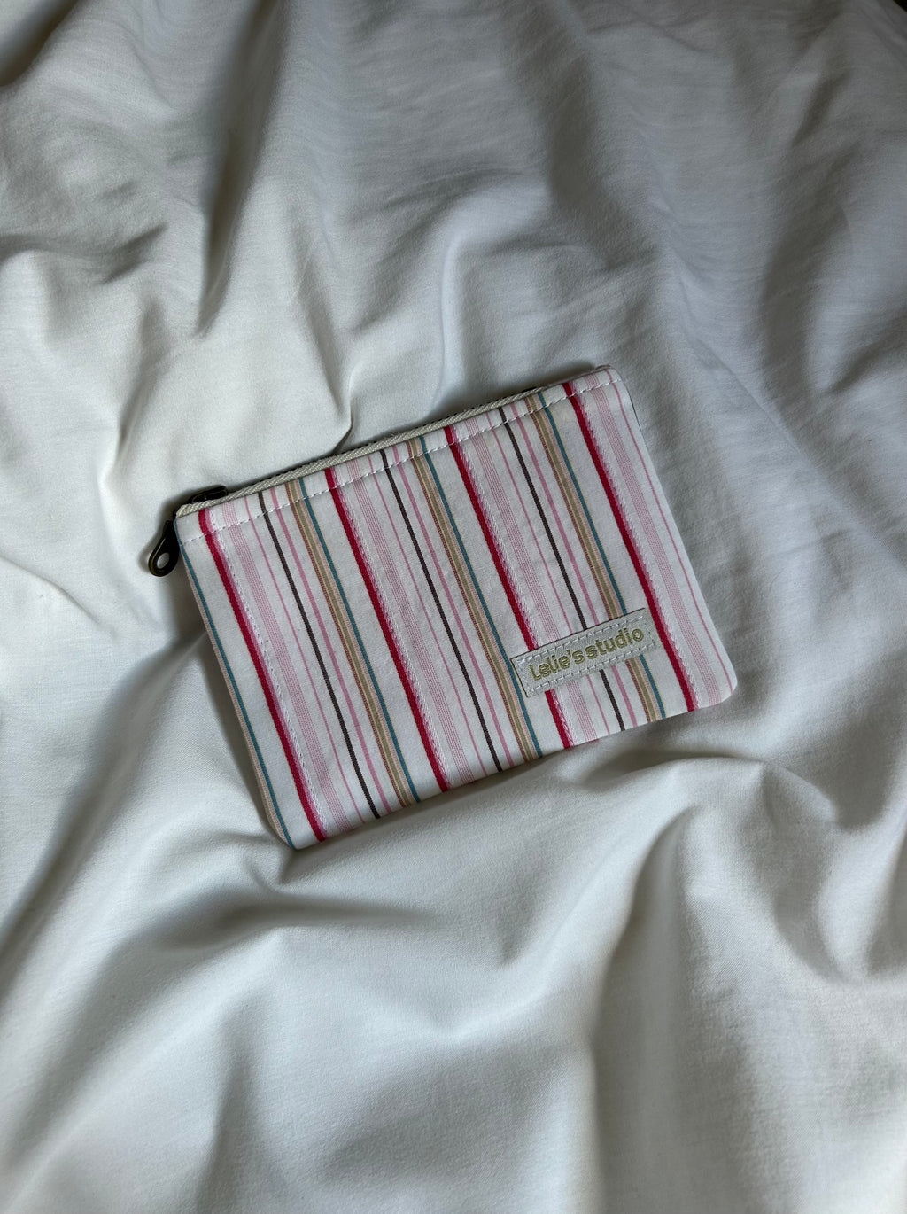 Pink striped coin purse