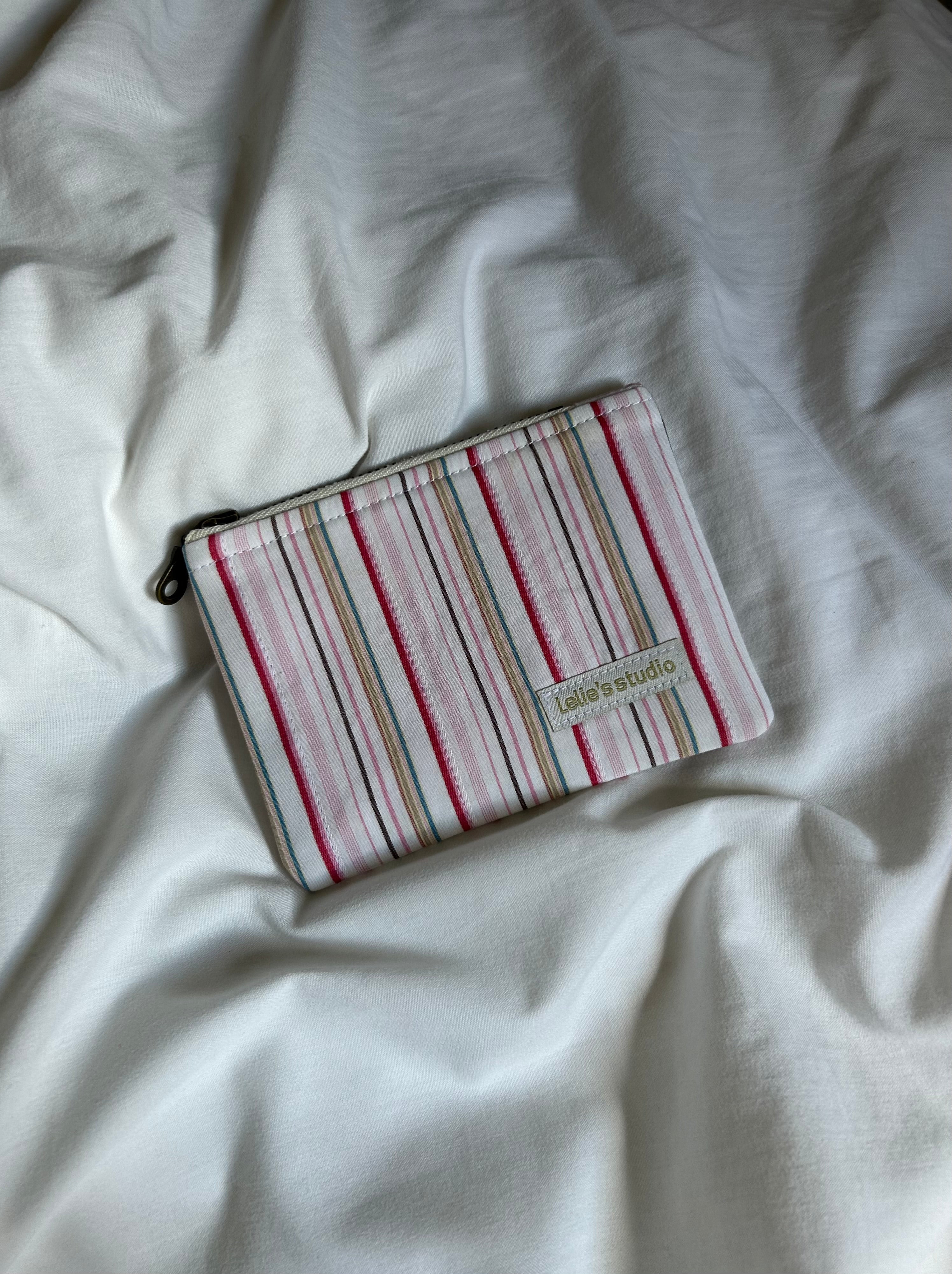 Pink striped coin purse