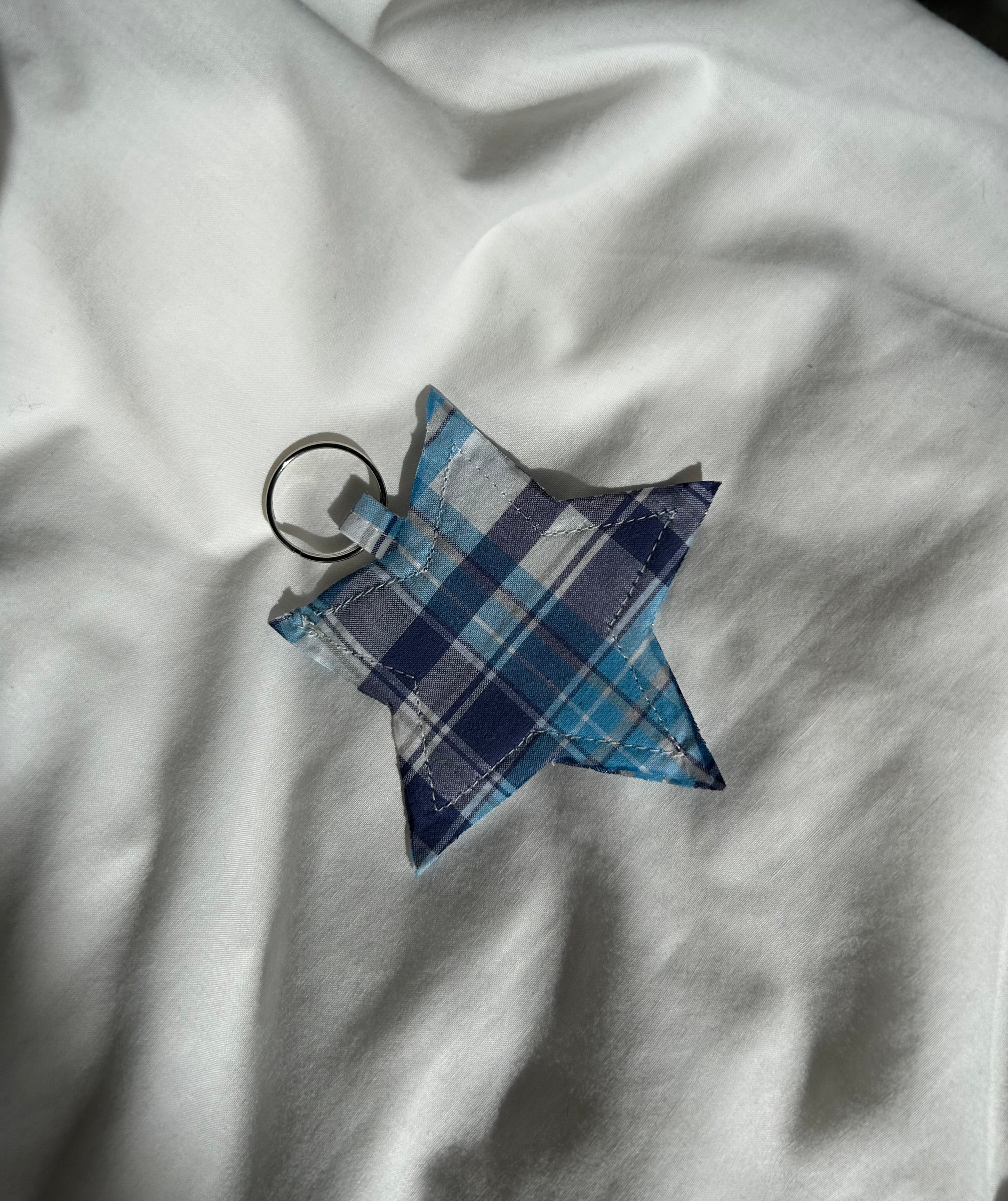 Blue plaid star keyring