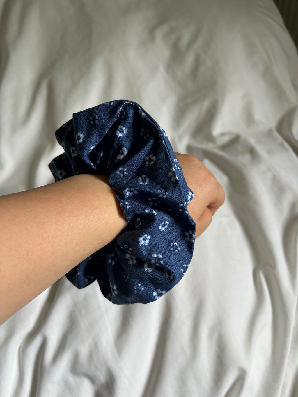 Blue floral scrunchie
