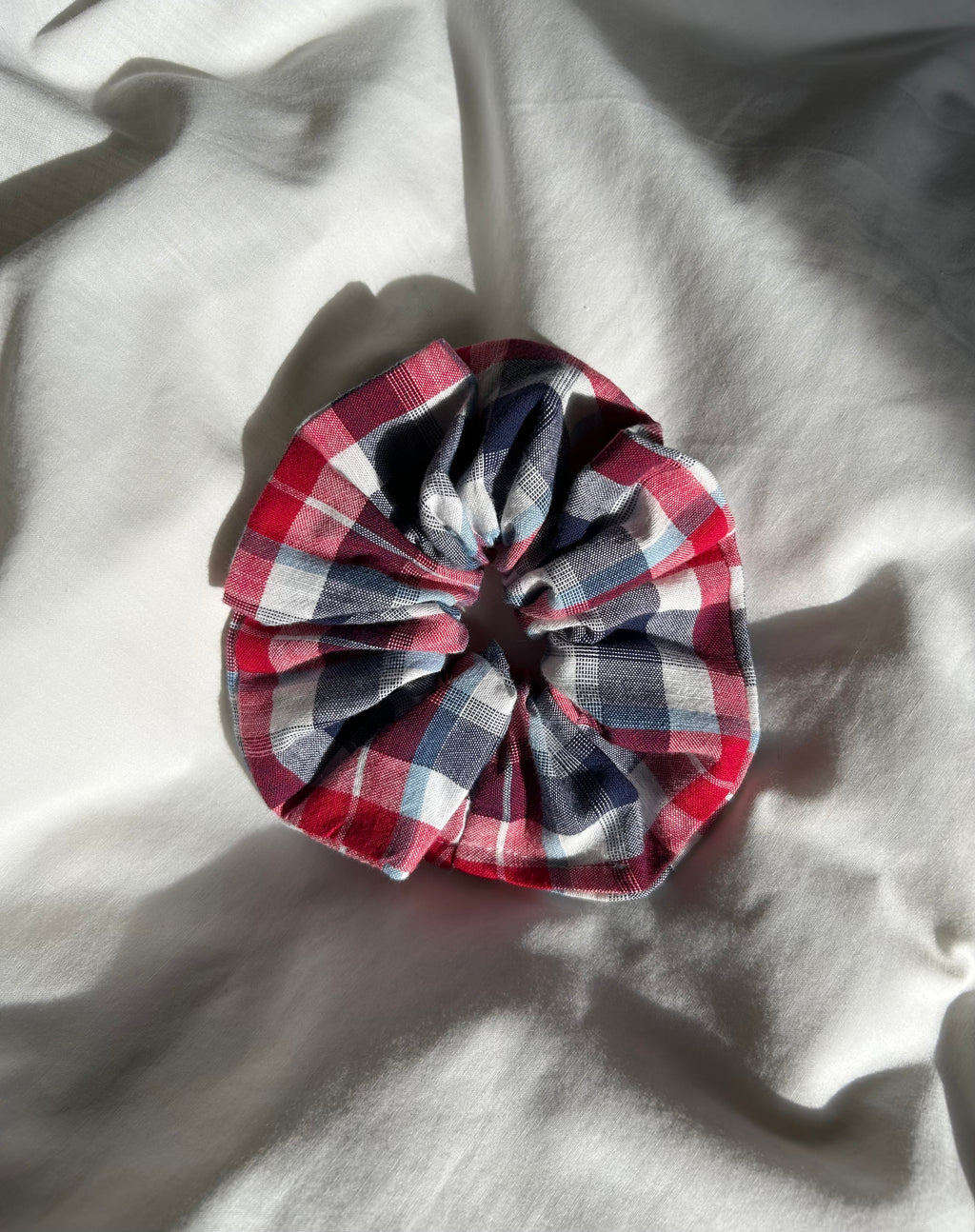 Red blue and white scrunchie