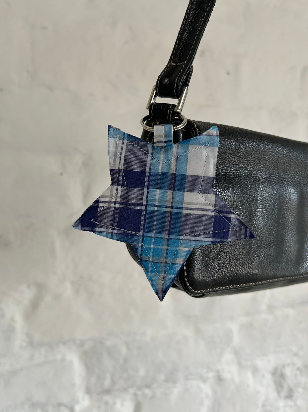 Blue plaid star keyring