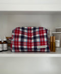 Red and blue makeup bag