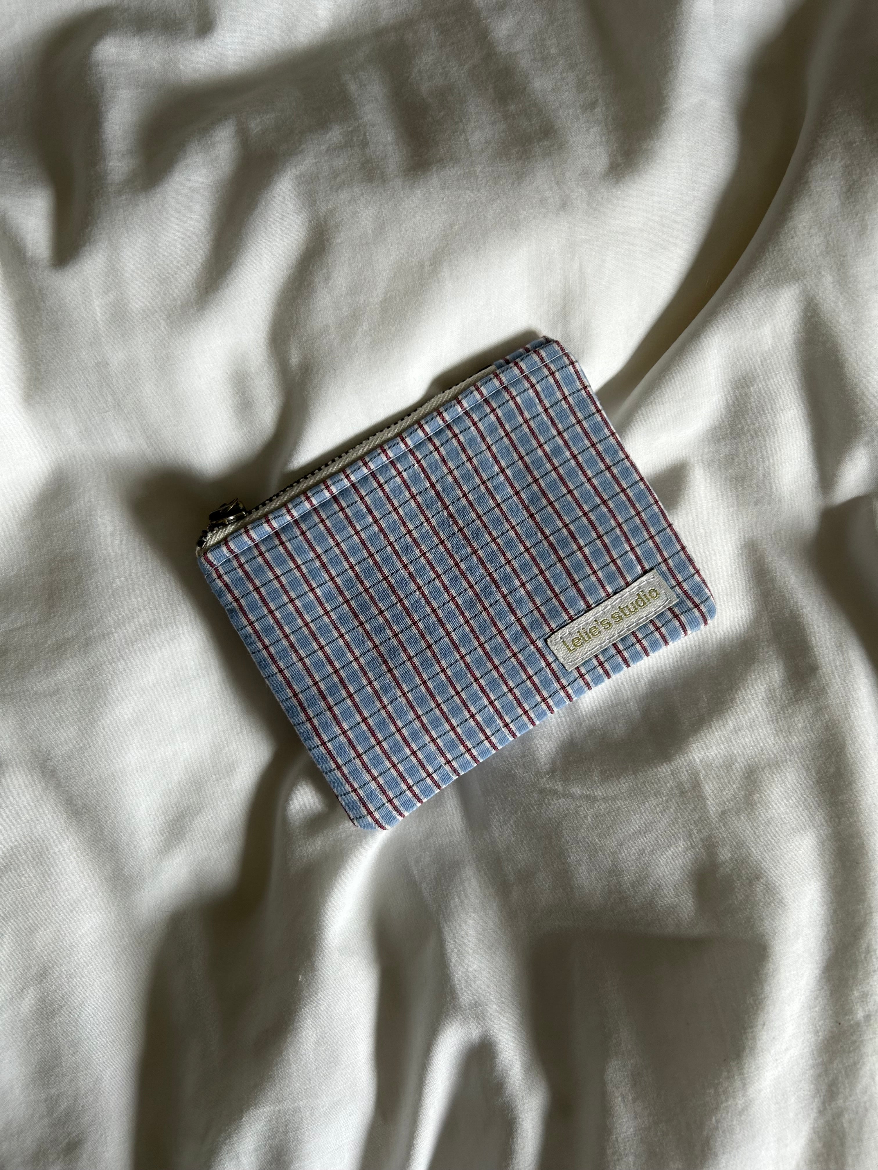Blue and terracotta coin purse