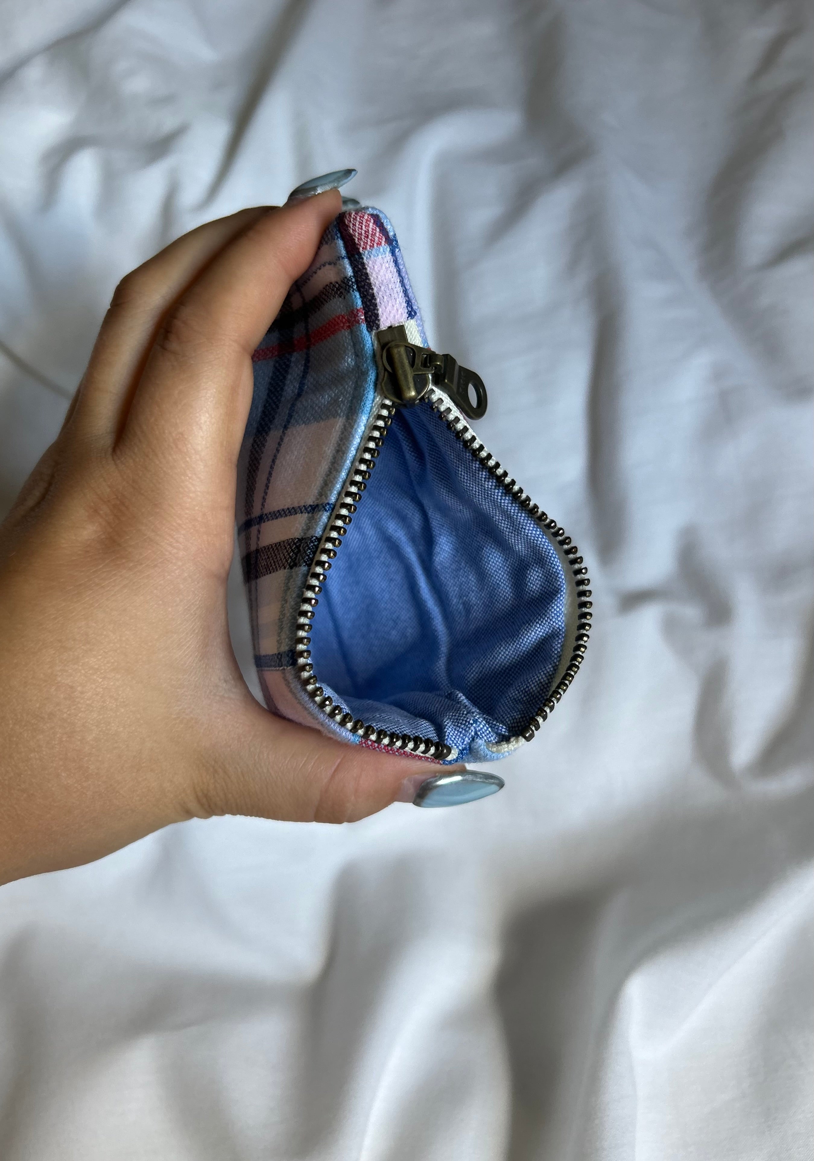 Red, pink and blue coin purse
