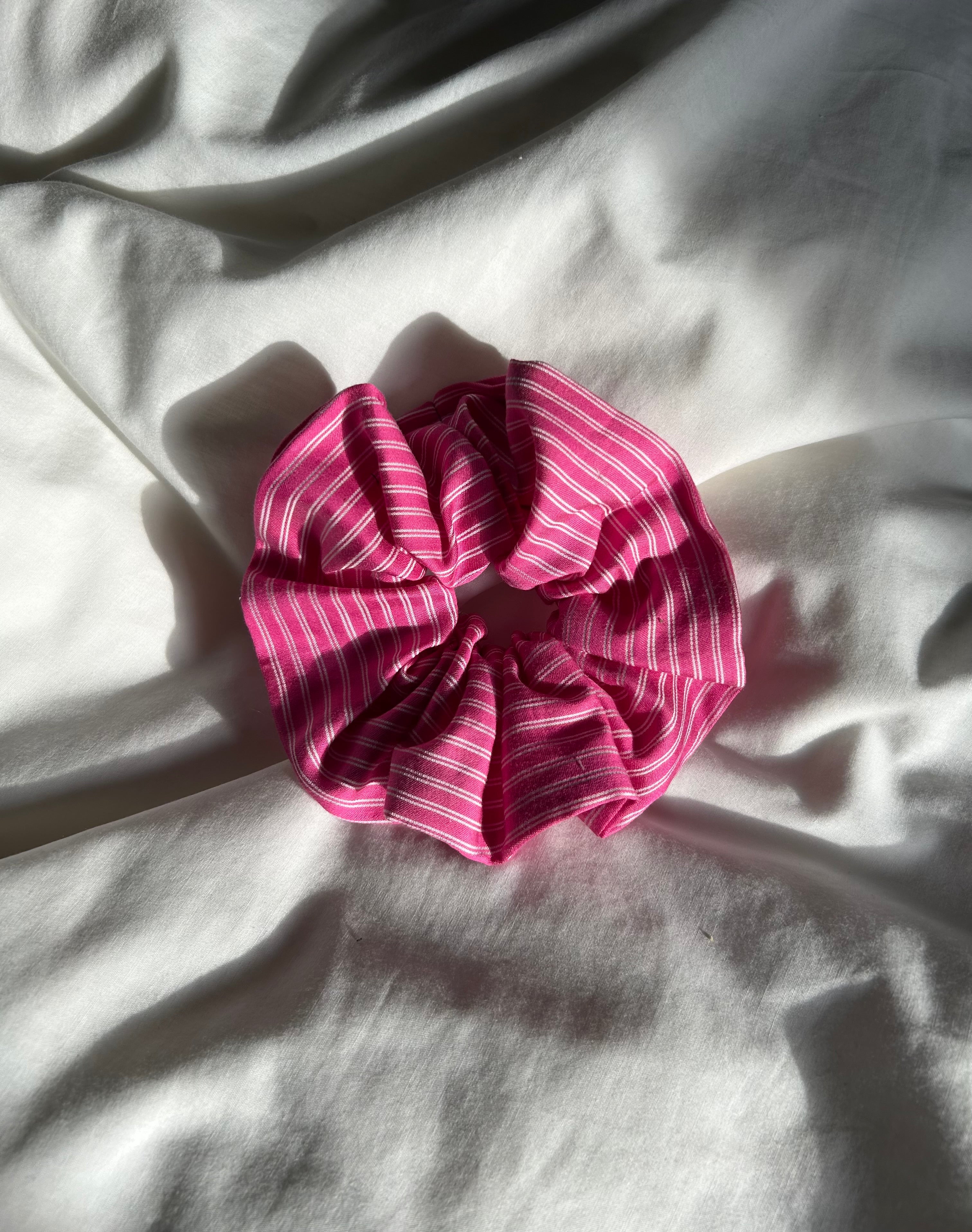 Pink striped scrunchie