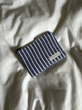 Blue and white striped coin purse