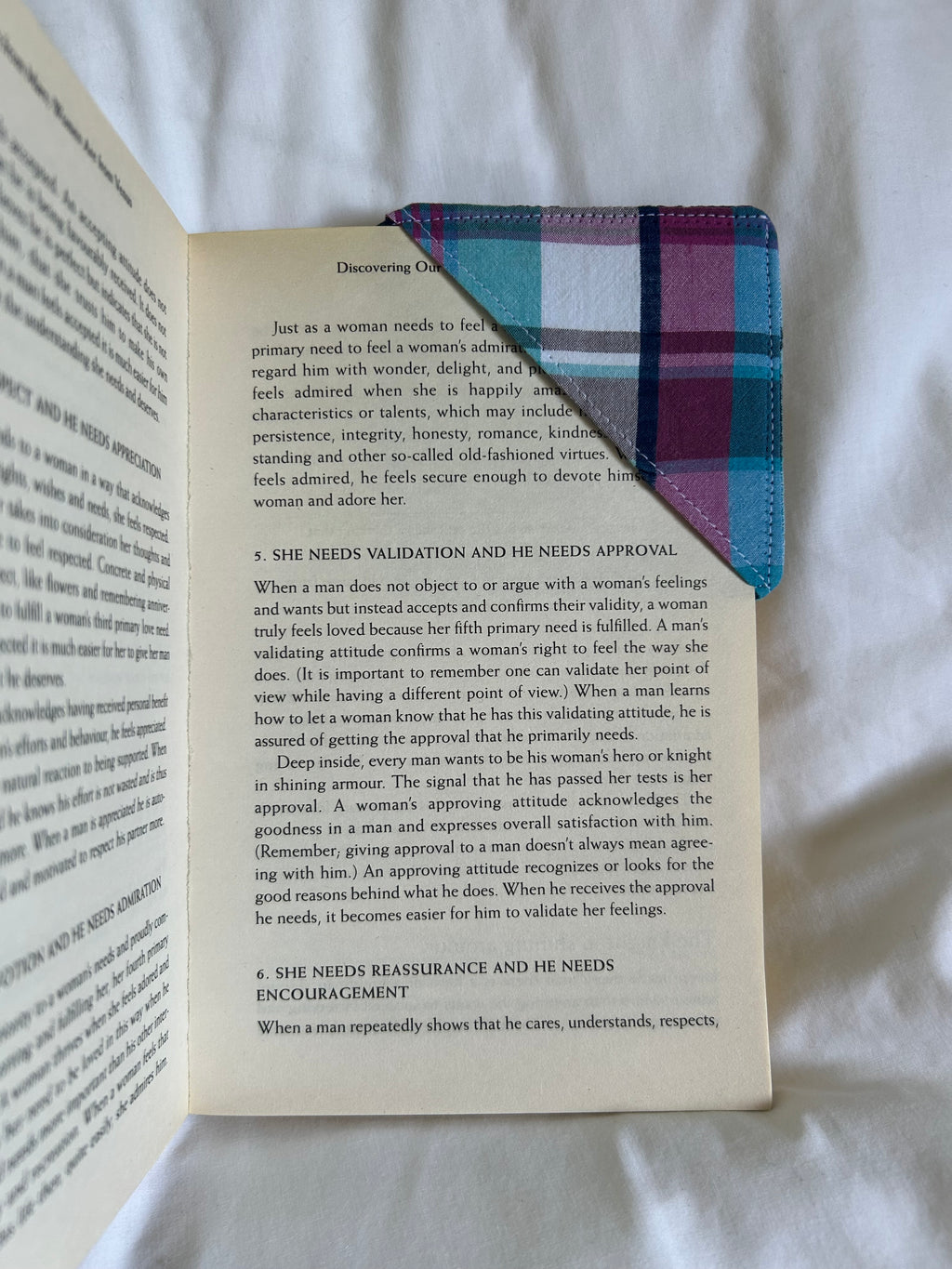 Blue and pink corner bookmark