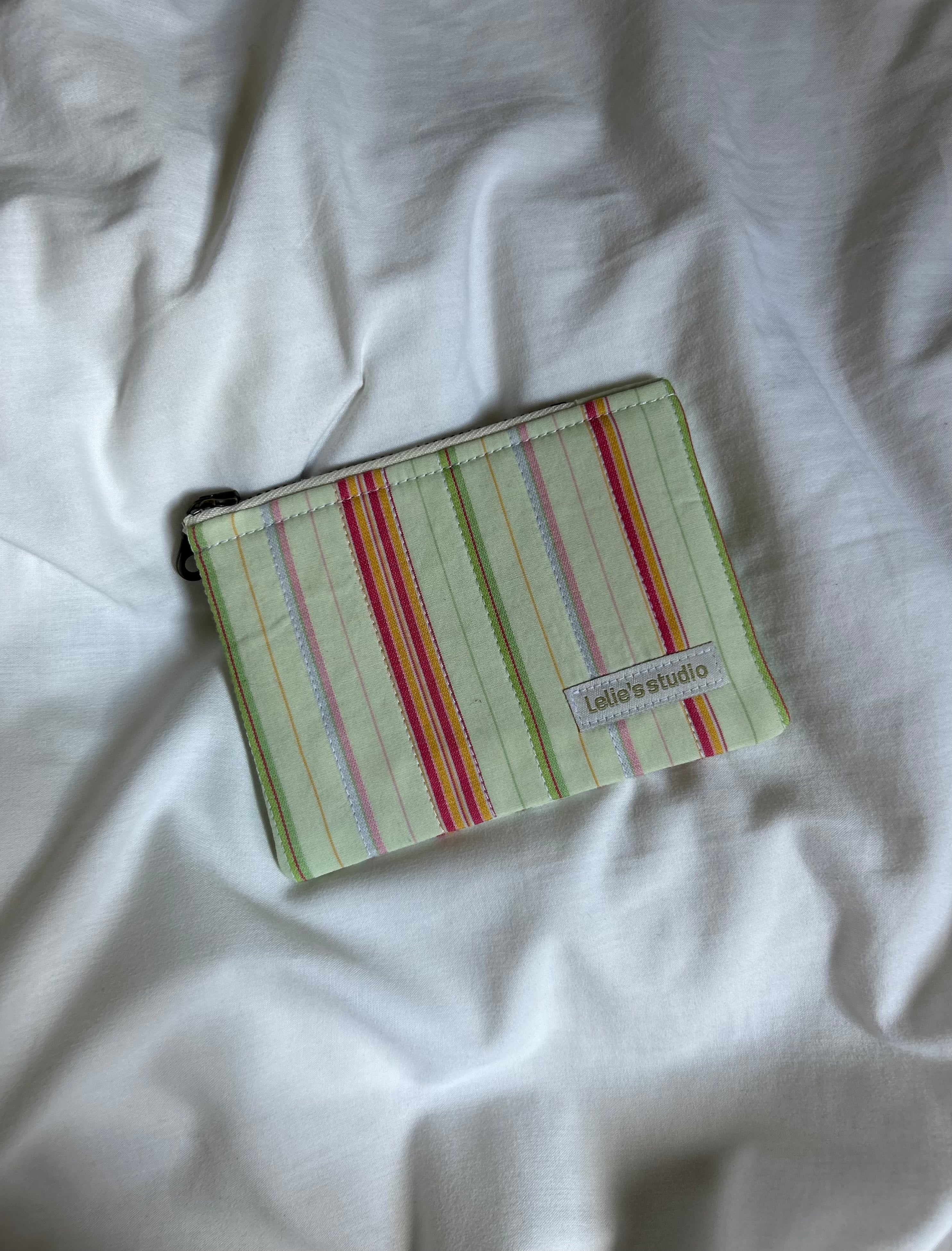Green striped coin purse